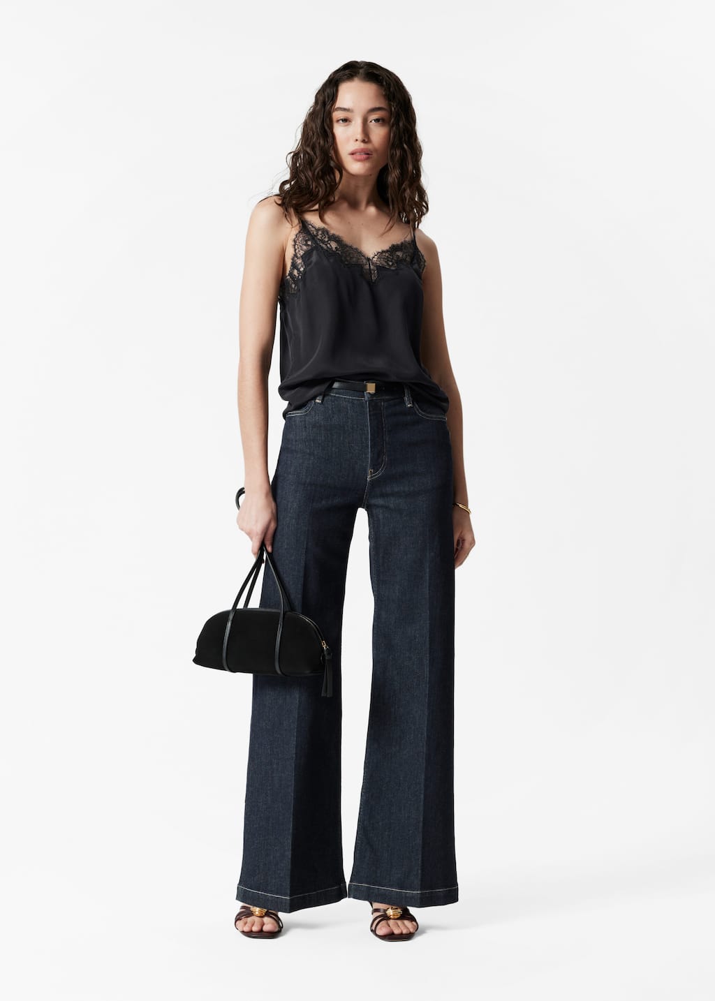 Débardeur en soie - Beige/Noir - Lookbook
