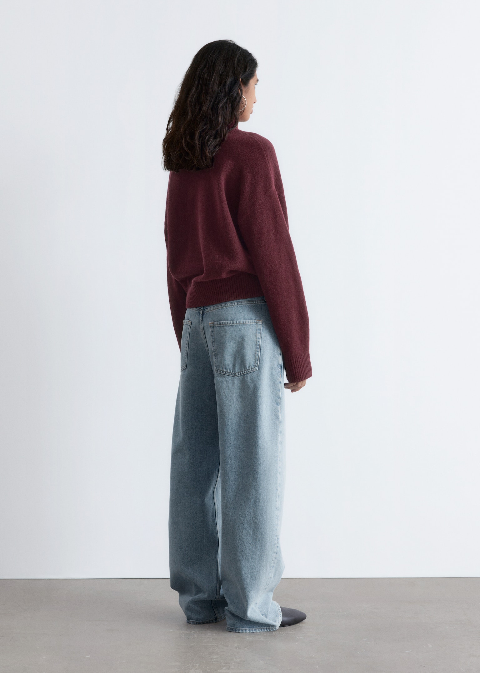 Rollkragenpullover - Weinrot/Schwarz/Rosa/Dunkelbeige - 6