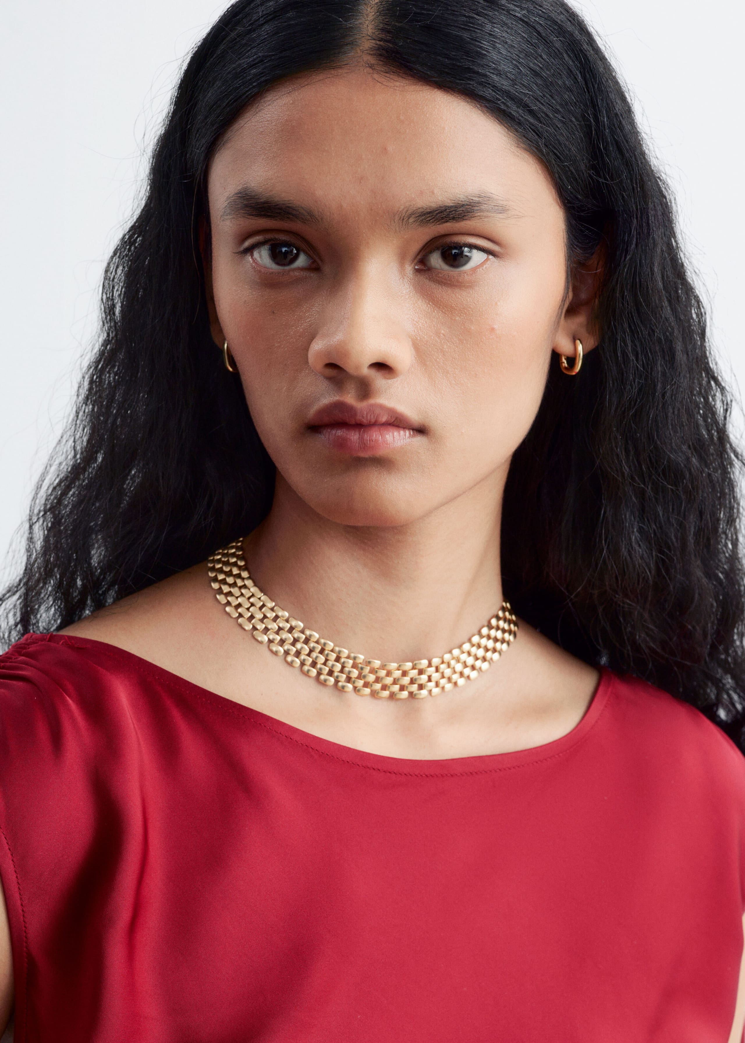 Chain Choker Necklace - Gold - Lookbook
