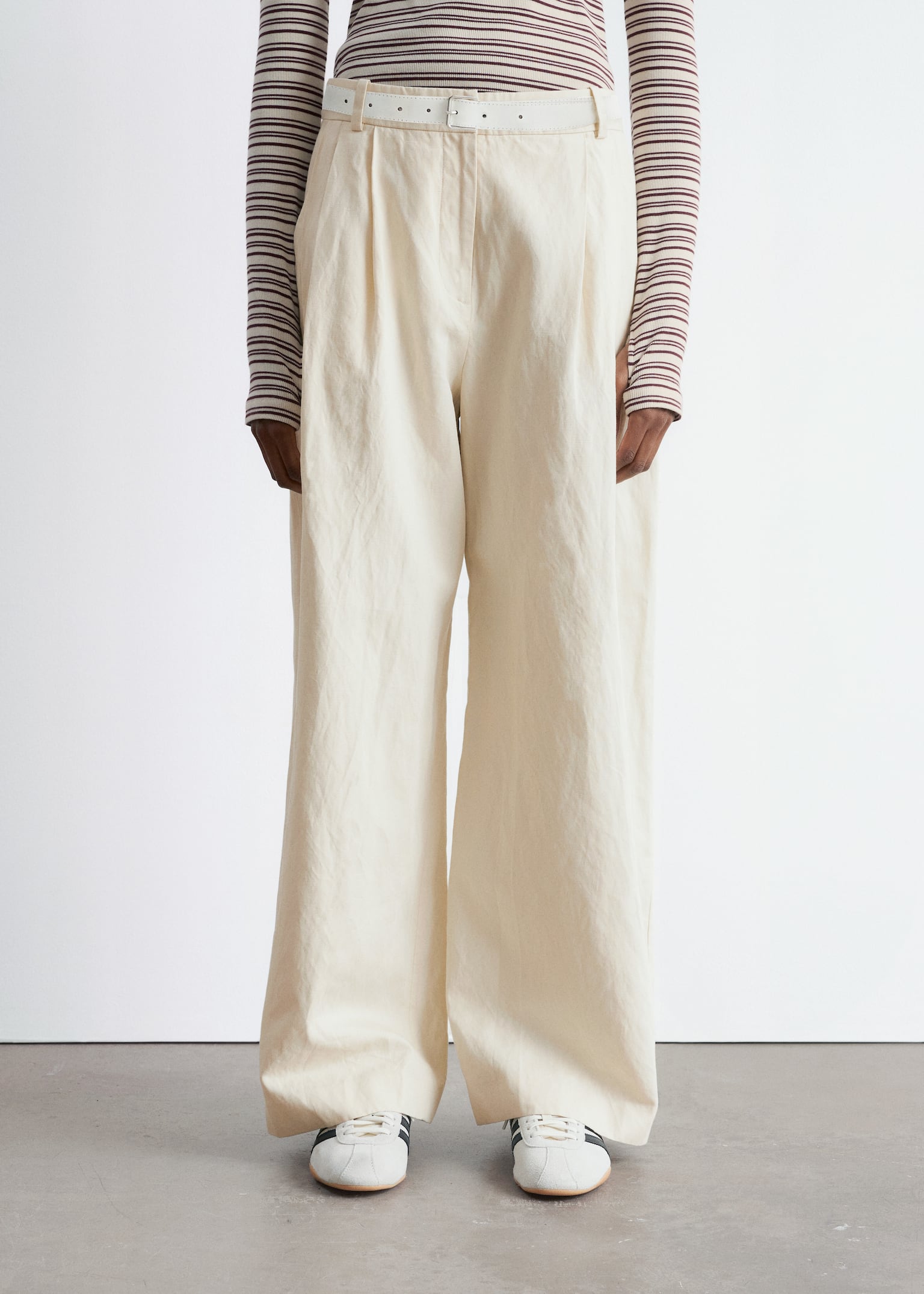 Pantalones de perneras anchas - Crema/Negro - 3