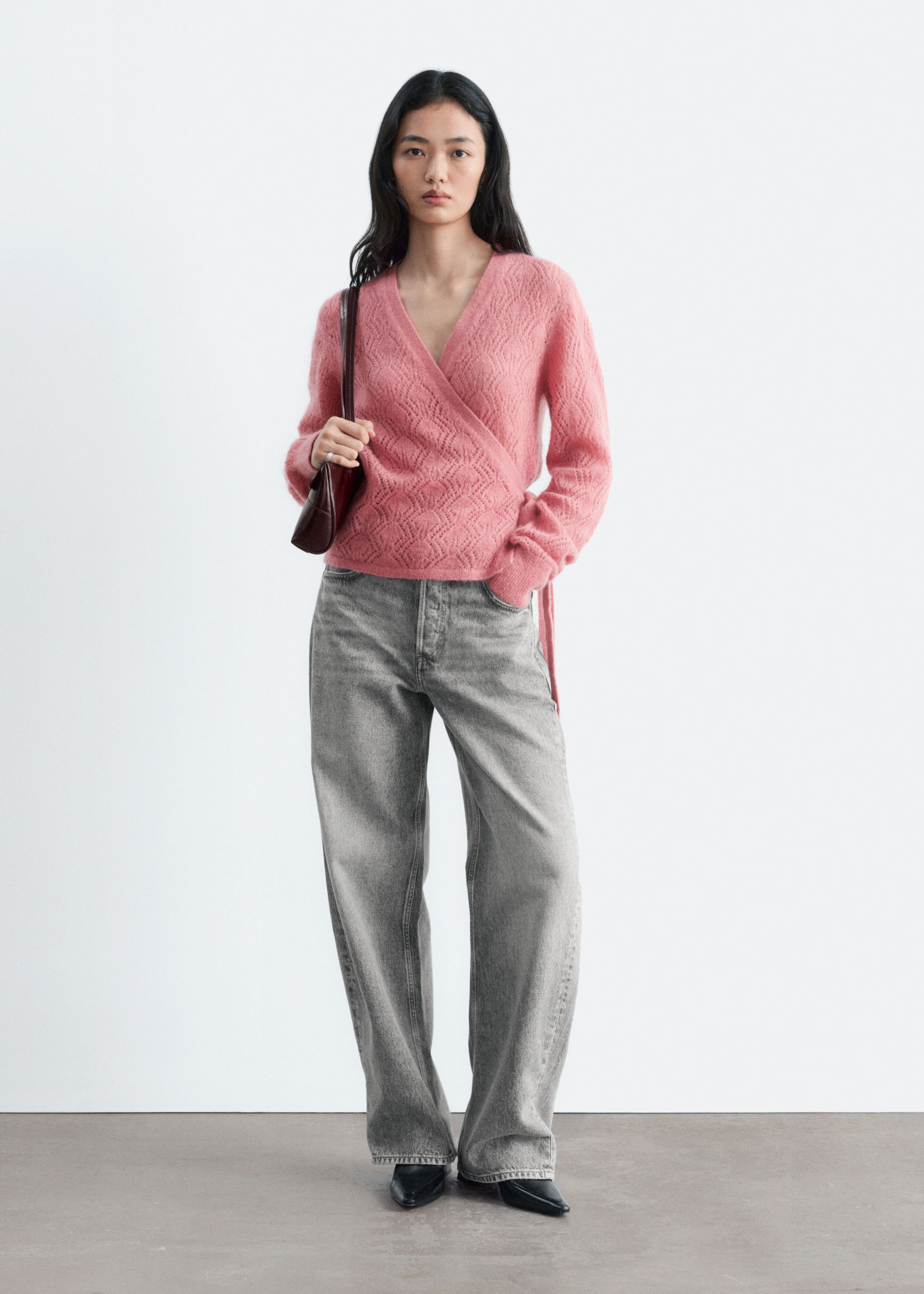 Mohair-Blend Pointelle Cardigan - Pink - Still Life
