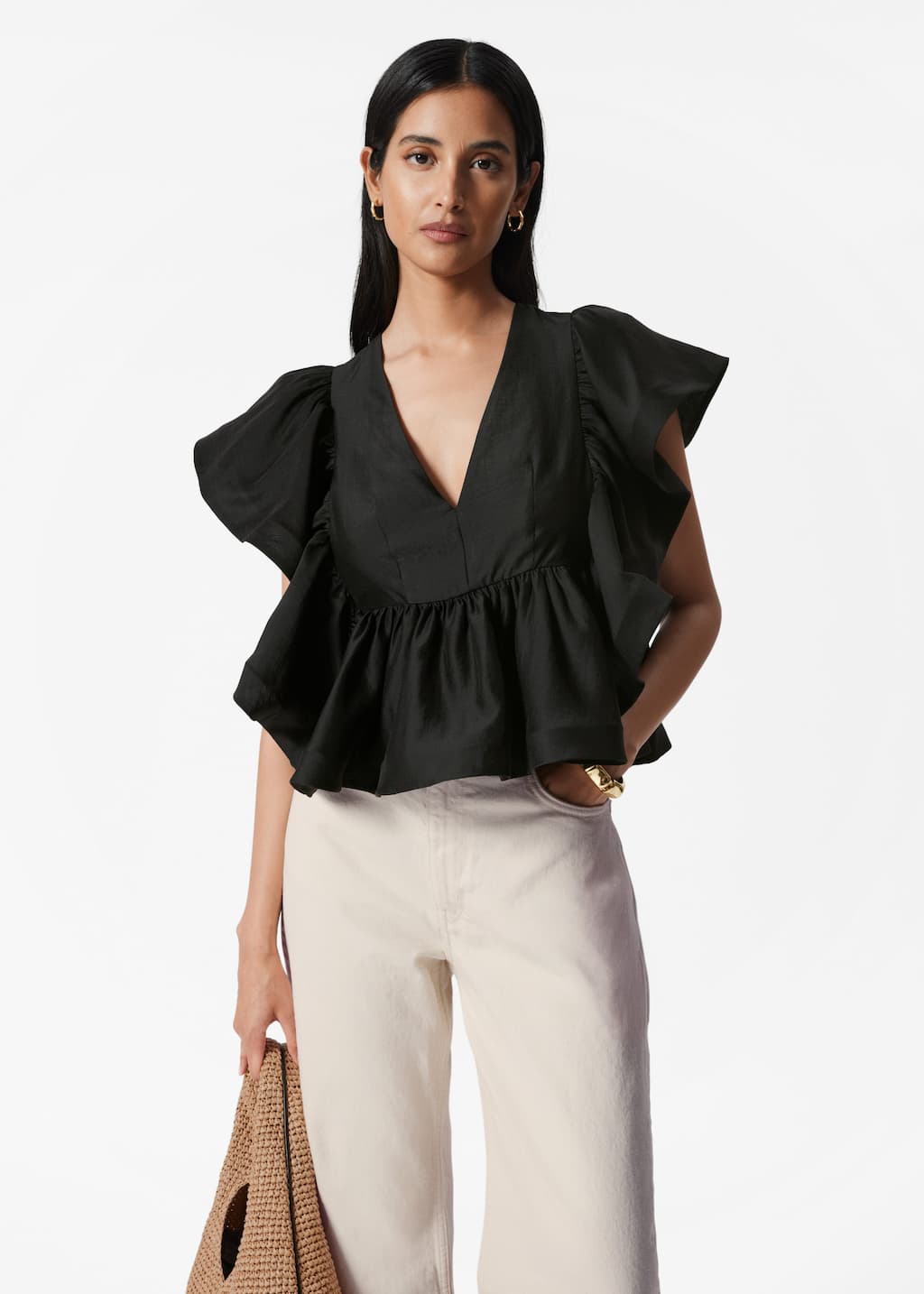 Image of Blouse volantée à col en V