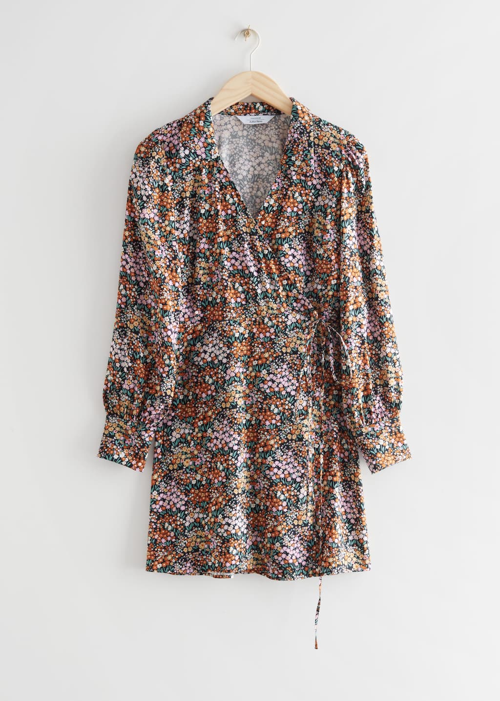 Printed Wrap Mini Dress - Floral Print - Bodegón