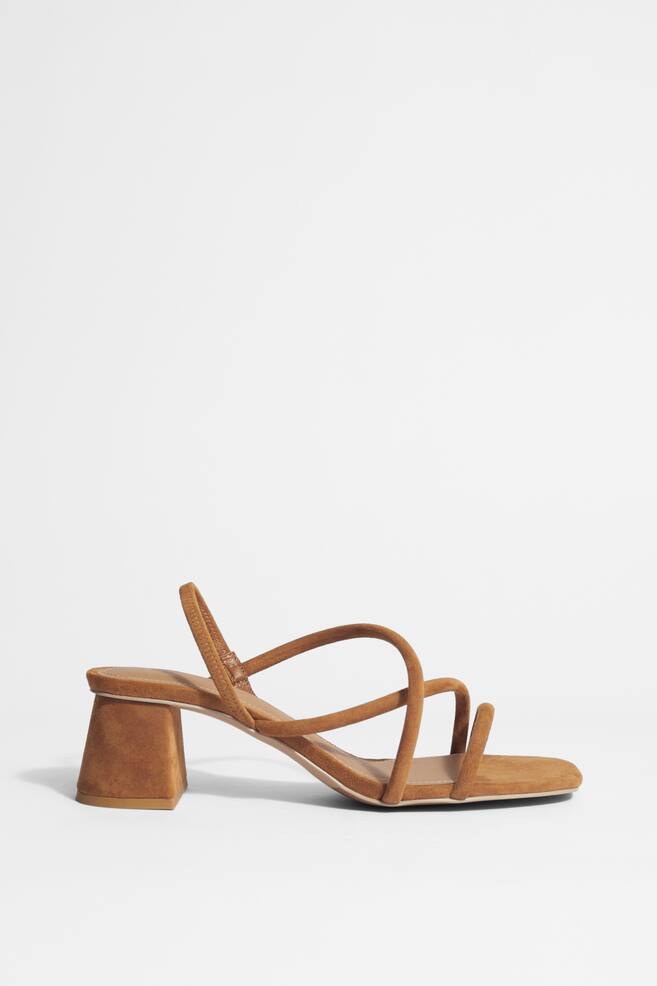 Sandales à talons épais et brides - Cuir suédé beige/Beige/Marron foncé/Beige - 1