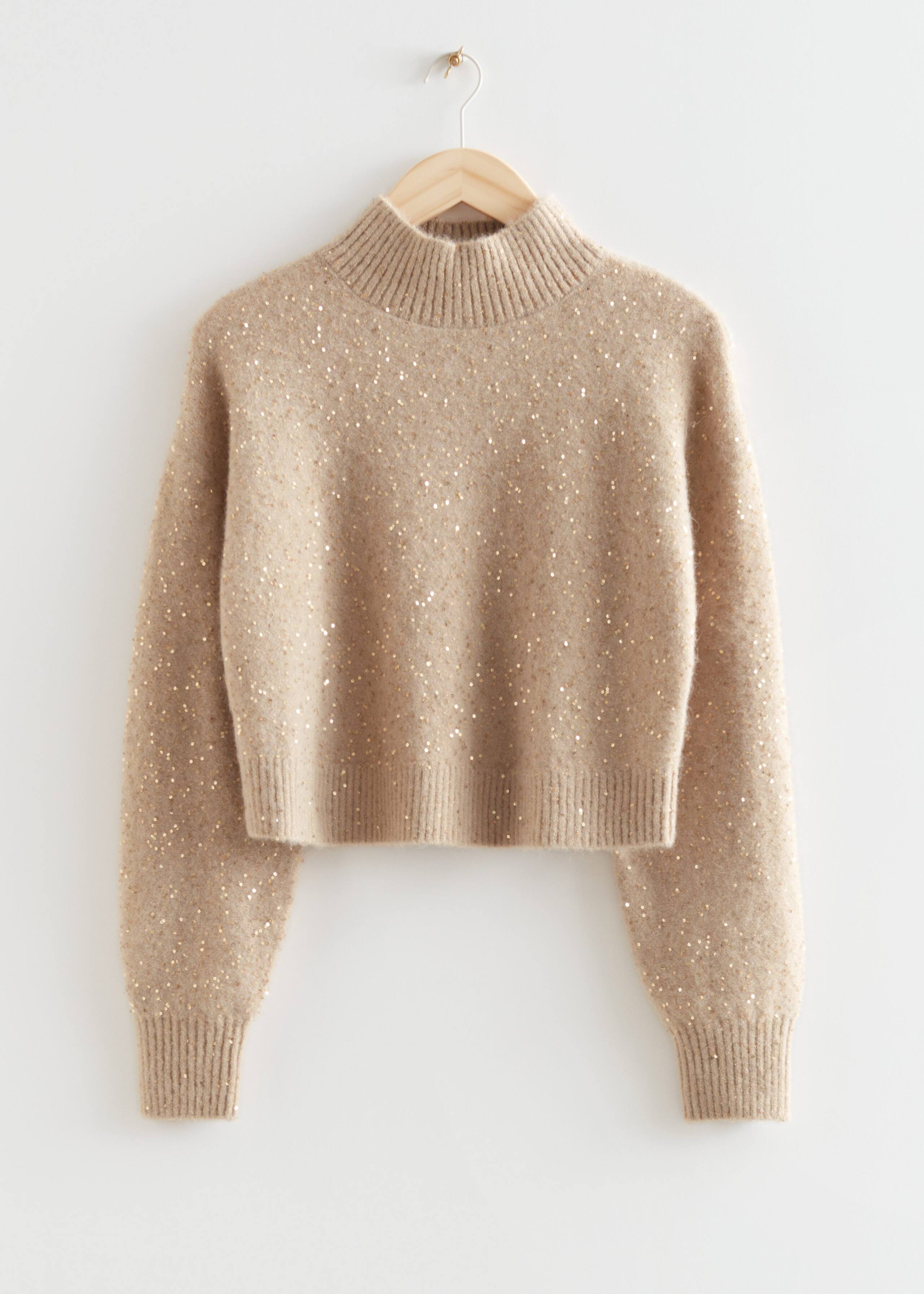 FloralSequinKnitJumper - Beige - Bodegón