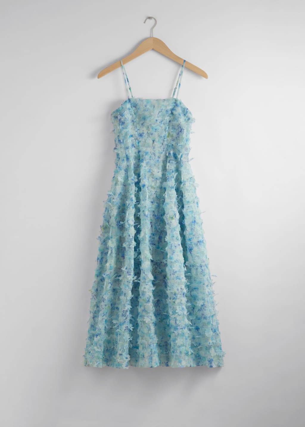 Vestido midi con apliques florales - Verde/Azul - Bodegón
