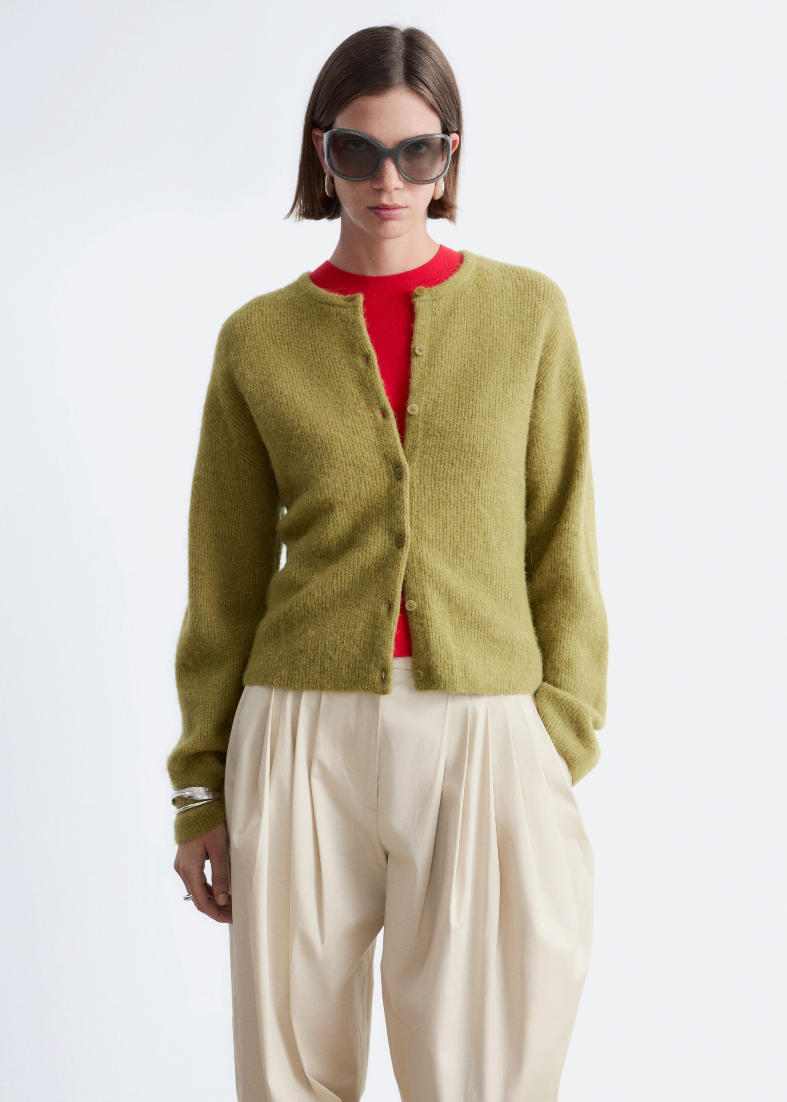 Image of Cárdigan de punto en mezcla de lana de alpaca