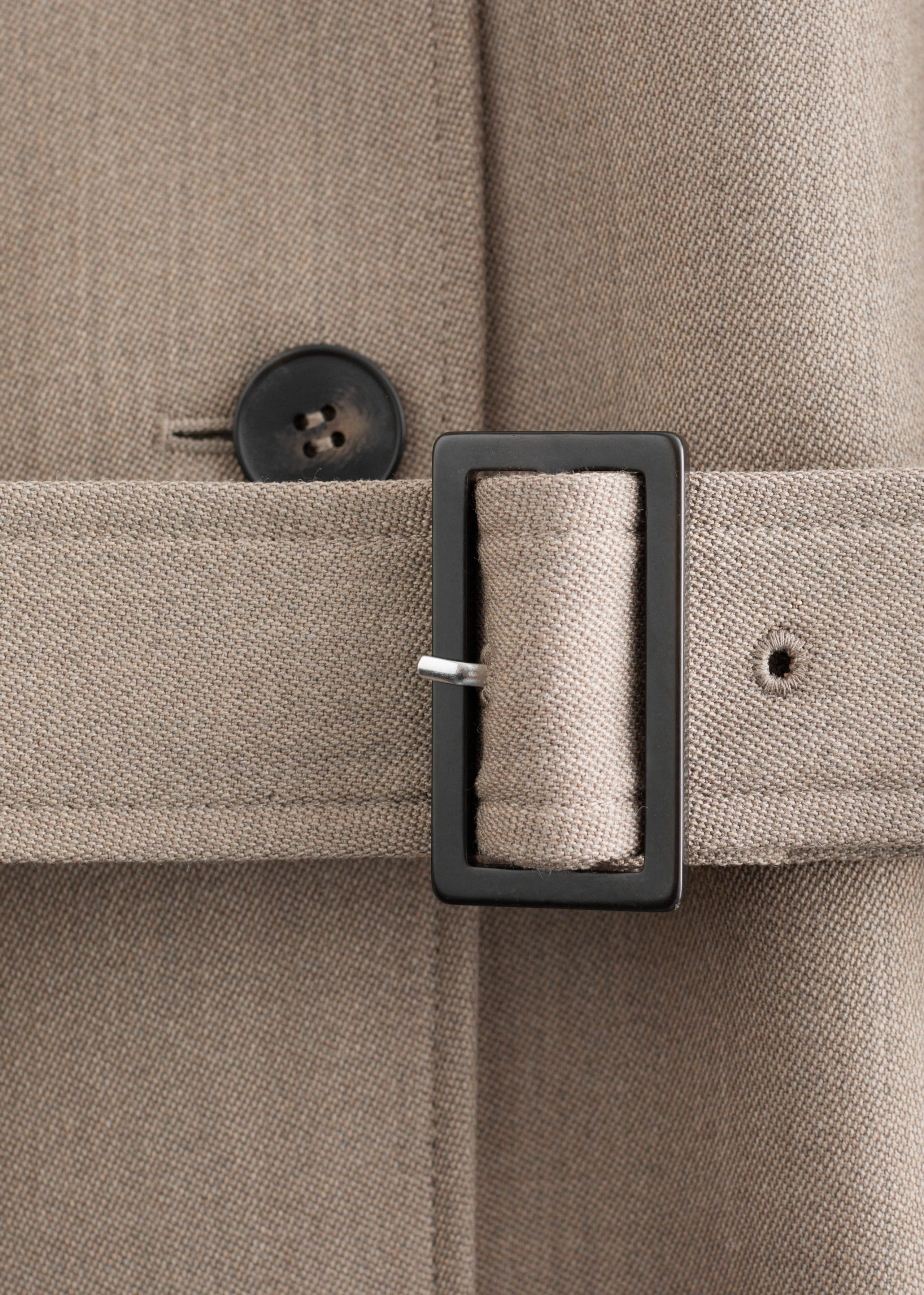 Tie-Belt Wool Trench Coat - {{variantName}} - Descriptive Detail