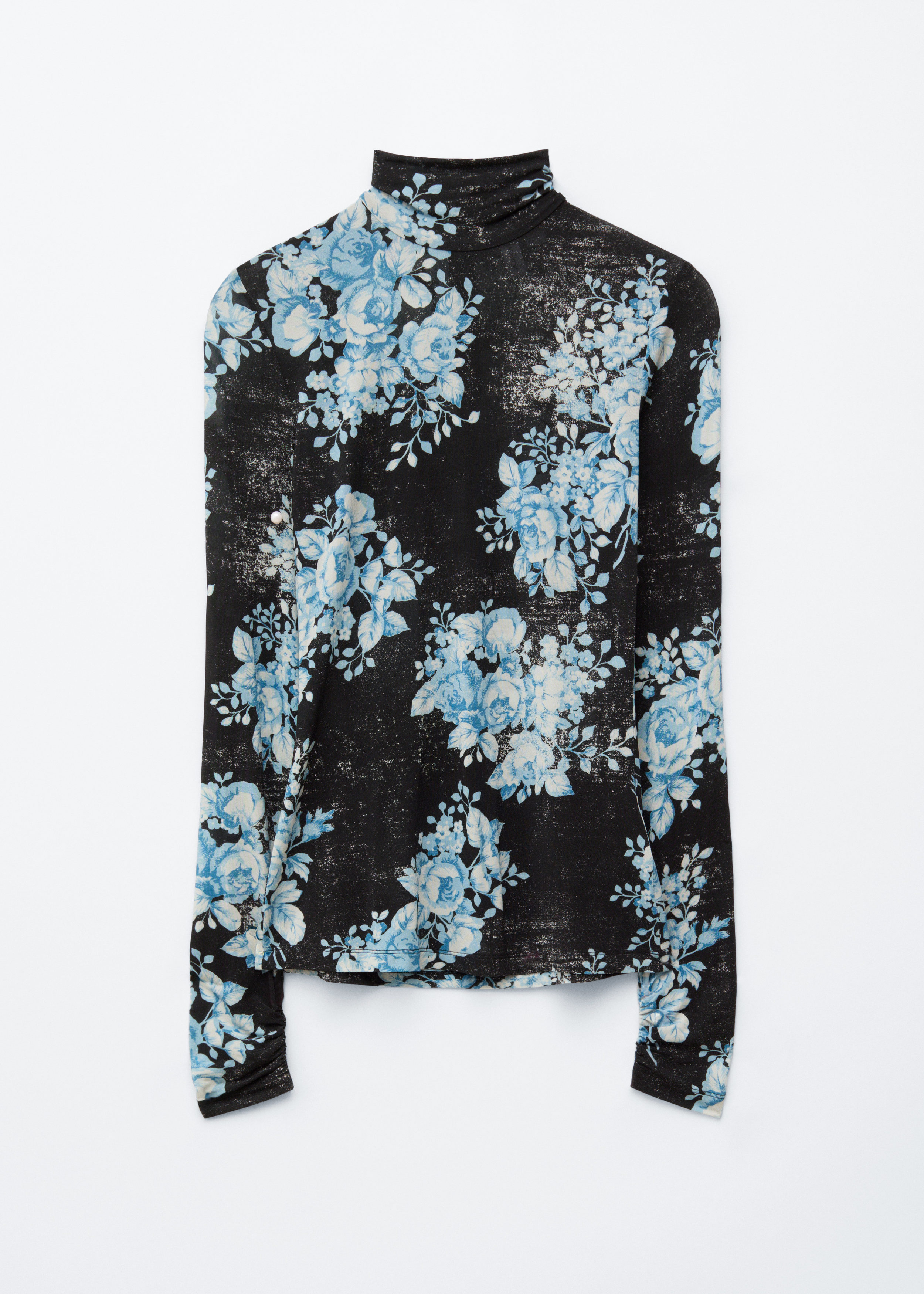 Floral-Patterned Turtleneck Top