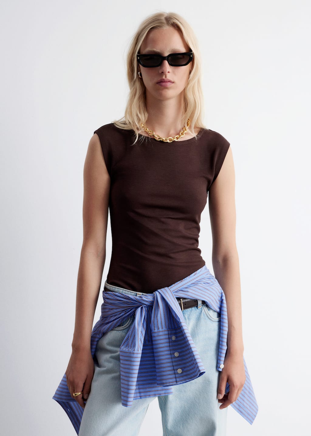 Image of Sleeveless Scoop-Neck Top