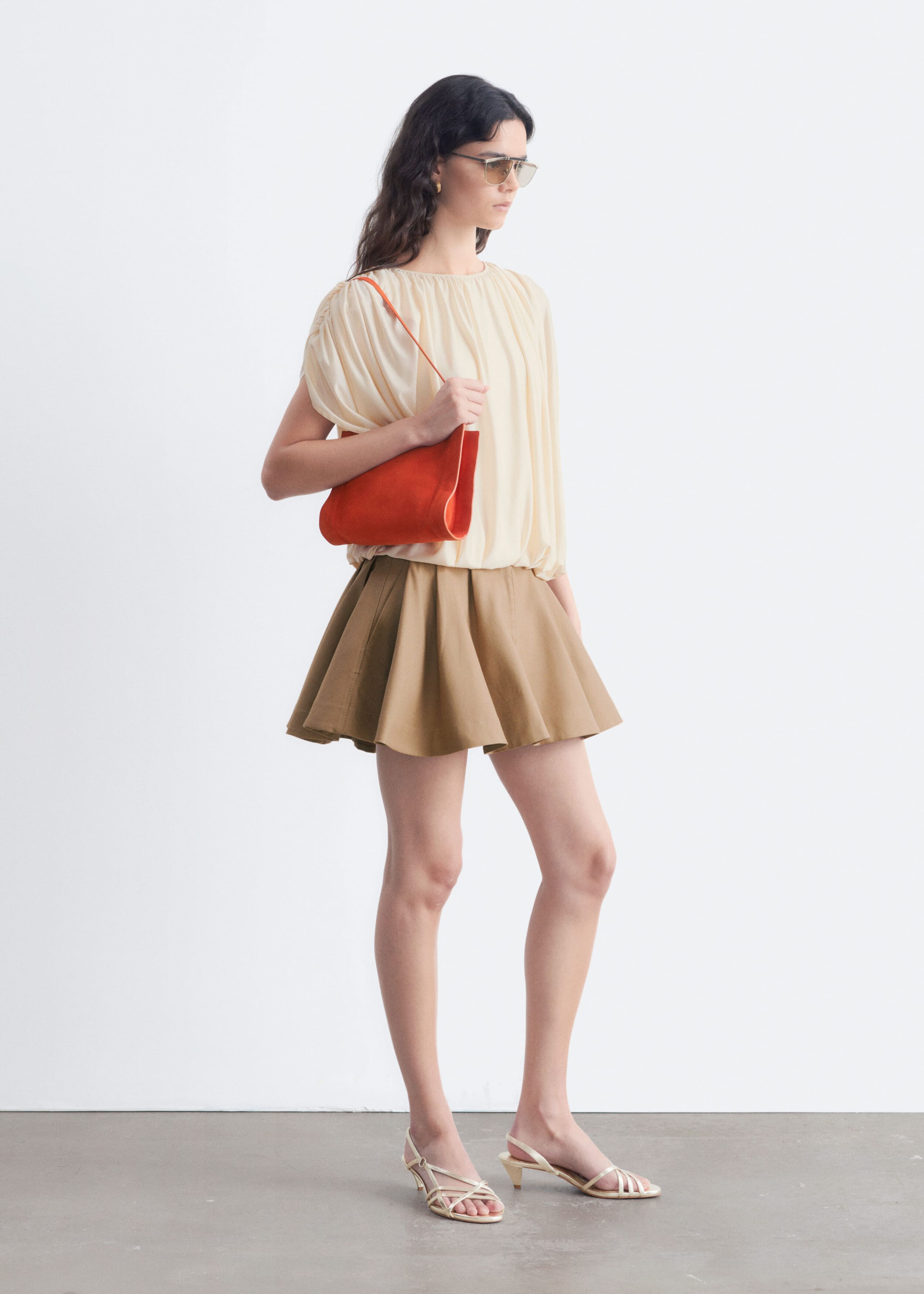 Draped Jersey Top - Light Beige - Lookbook