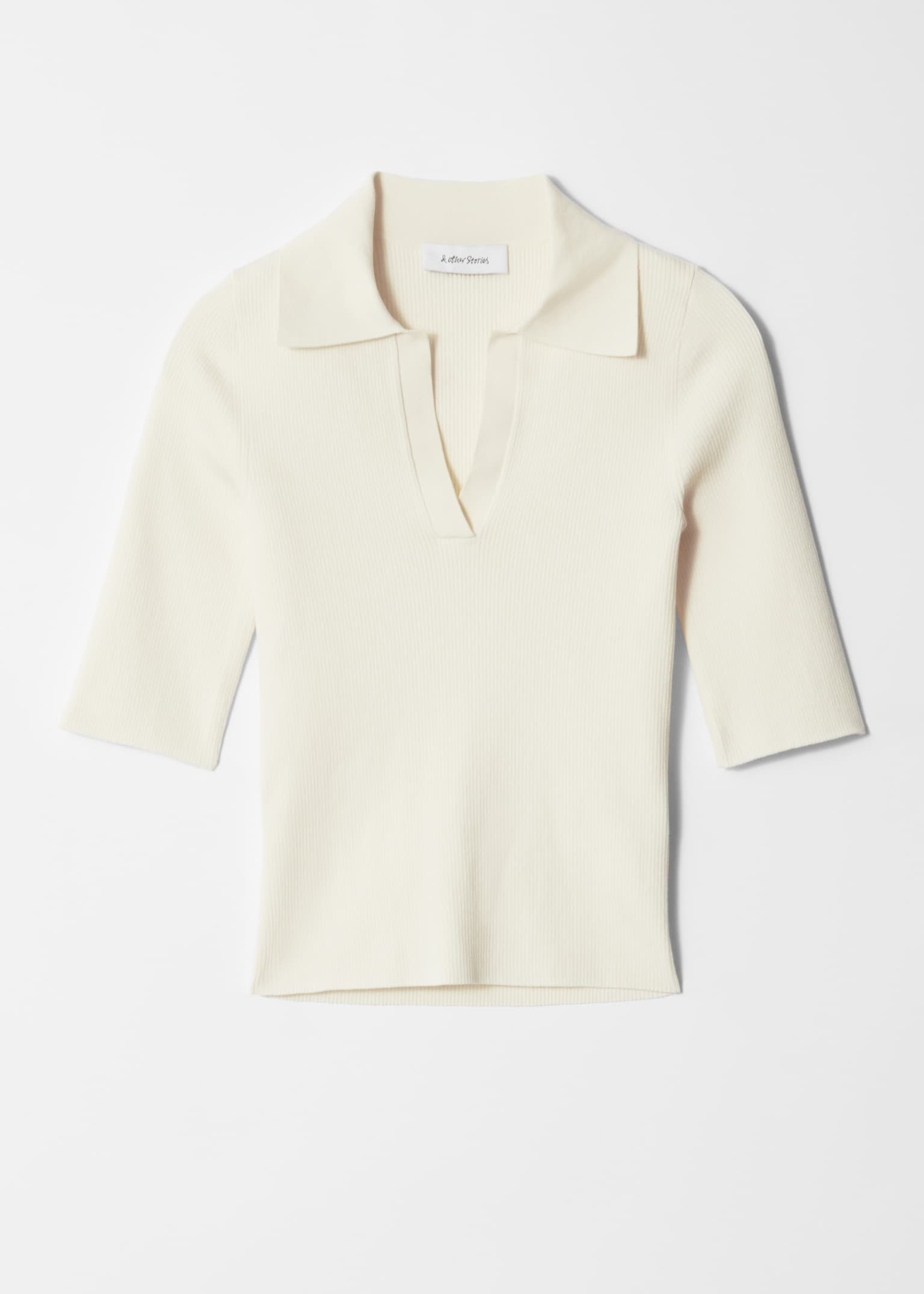 Top z krótkim rękawem i kołnierzykiem - Biały/Ciemnoniebieski - 2