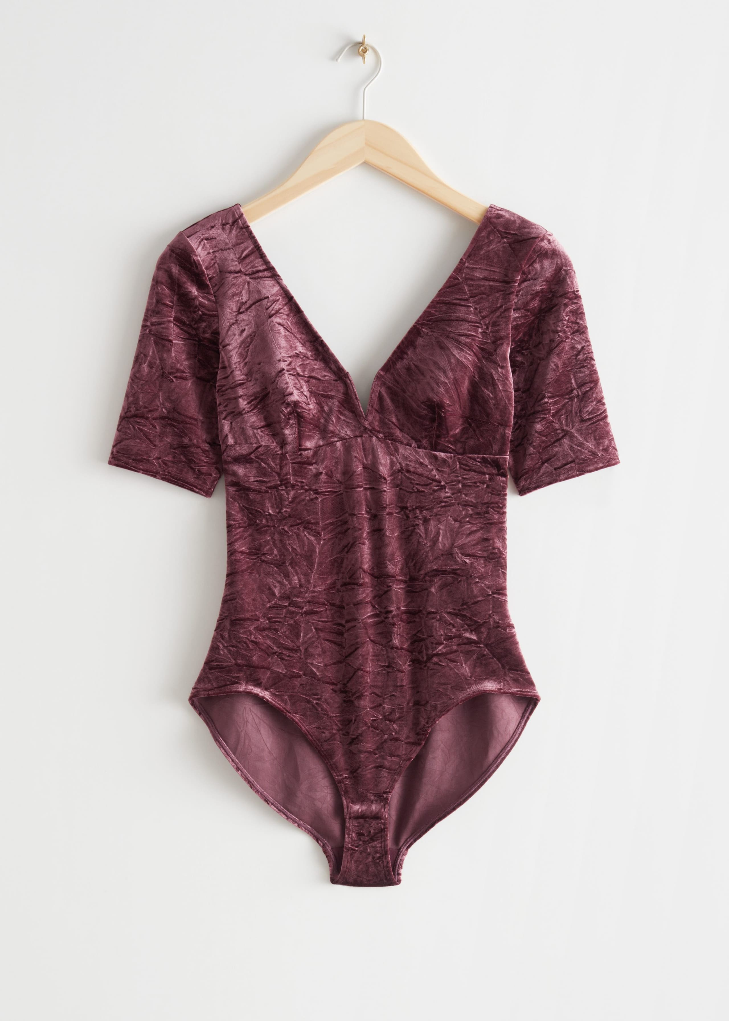 Velvet Jacquard Bodysuit - Red - Bodegón