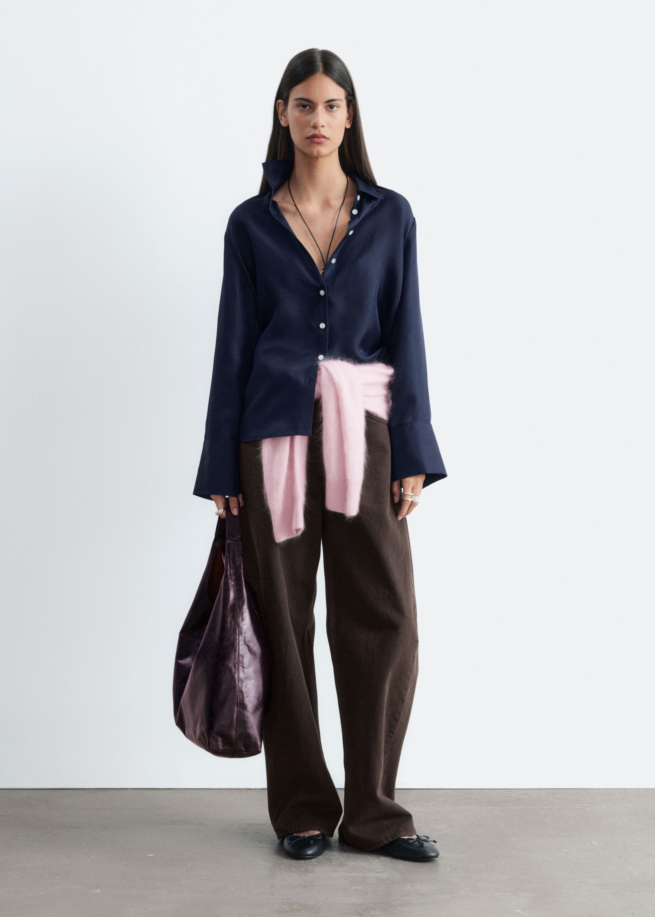Relaxed Silk Shirt - Dark Blue - Still Life
