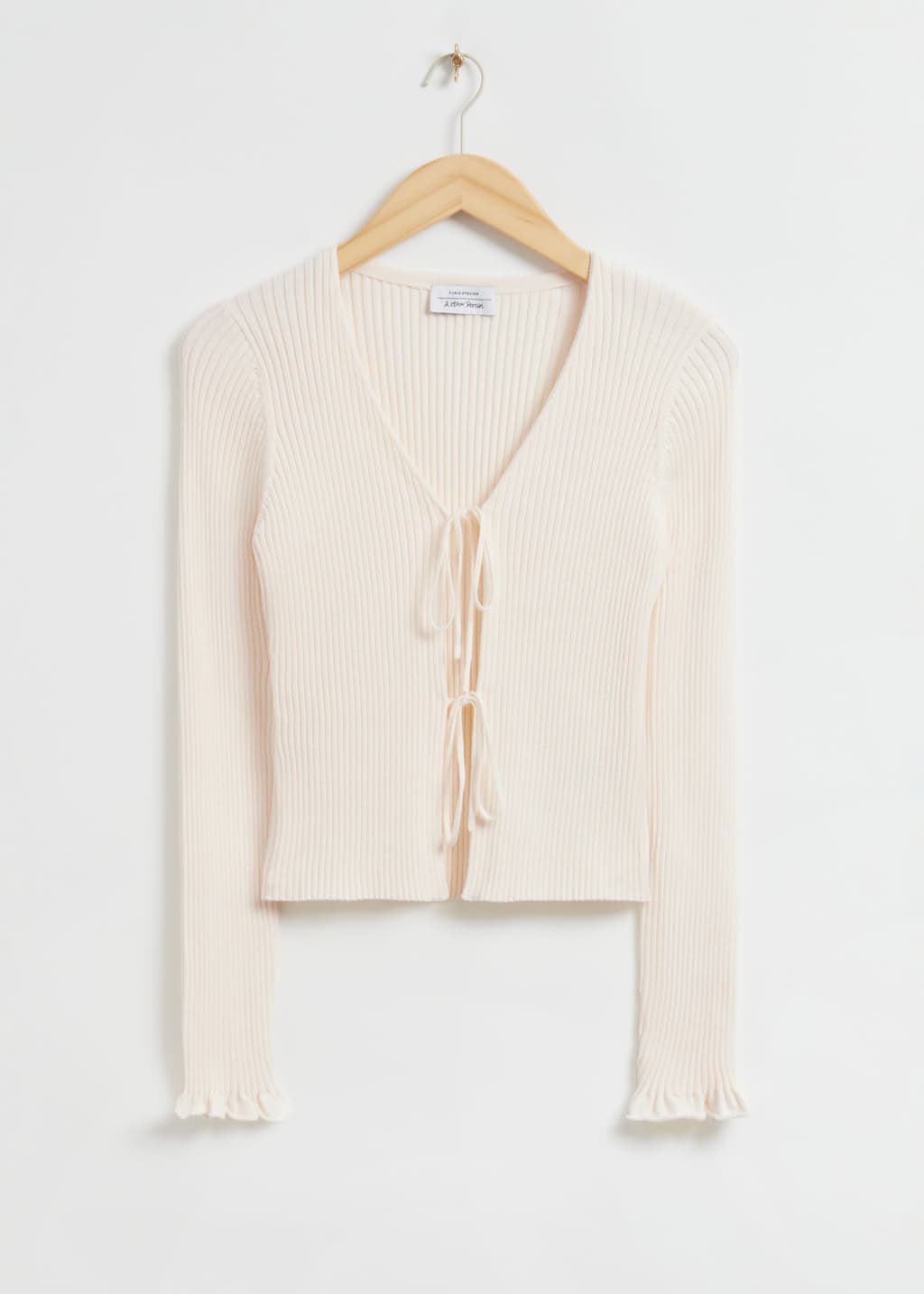 Tie-Front Ribbed Cardigan - Cream - Still Life