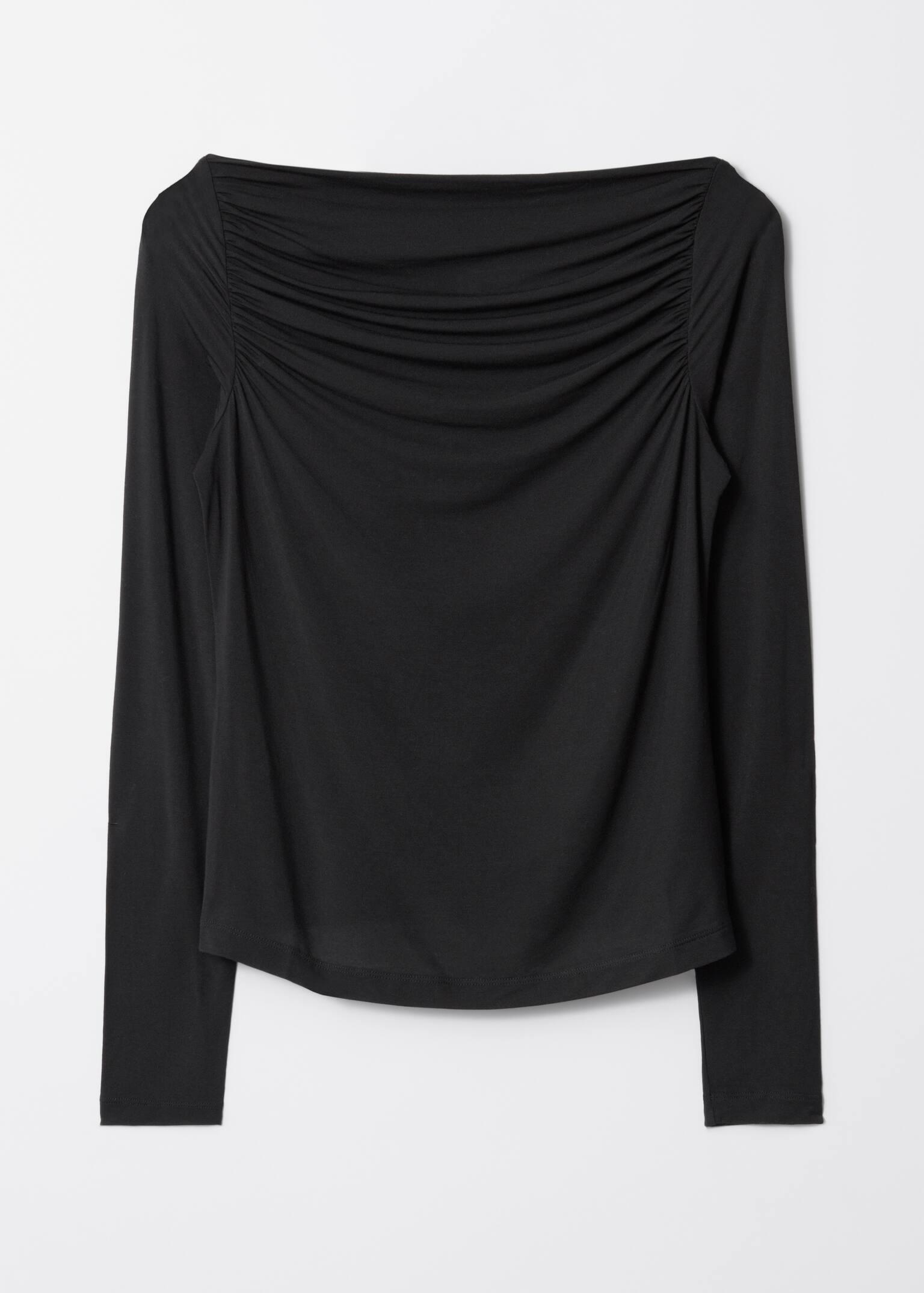 Draped Boatneck Top - Μαύρο/Μολ/Κόκκινο/Καφέ