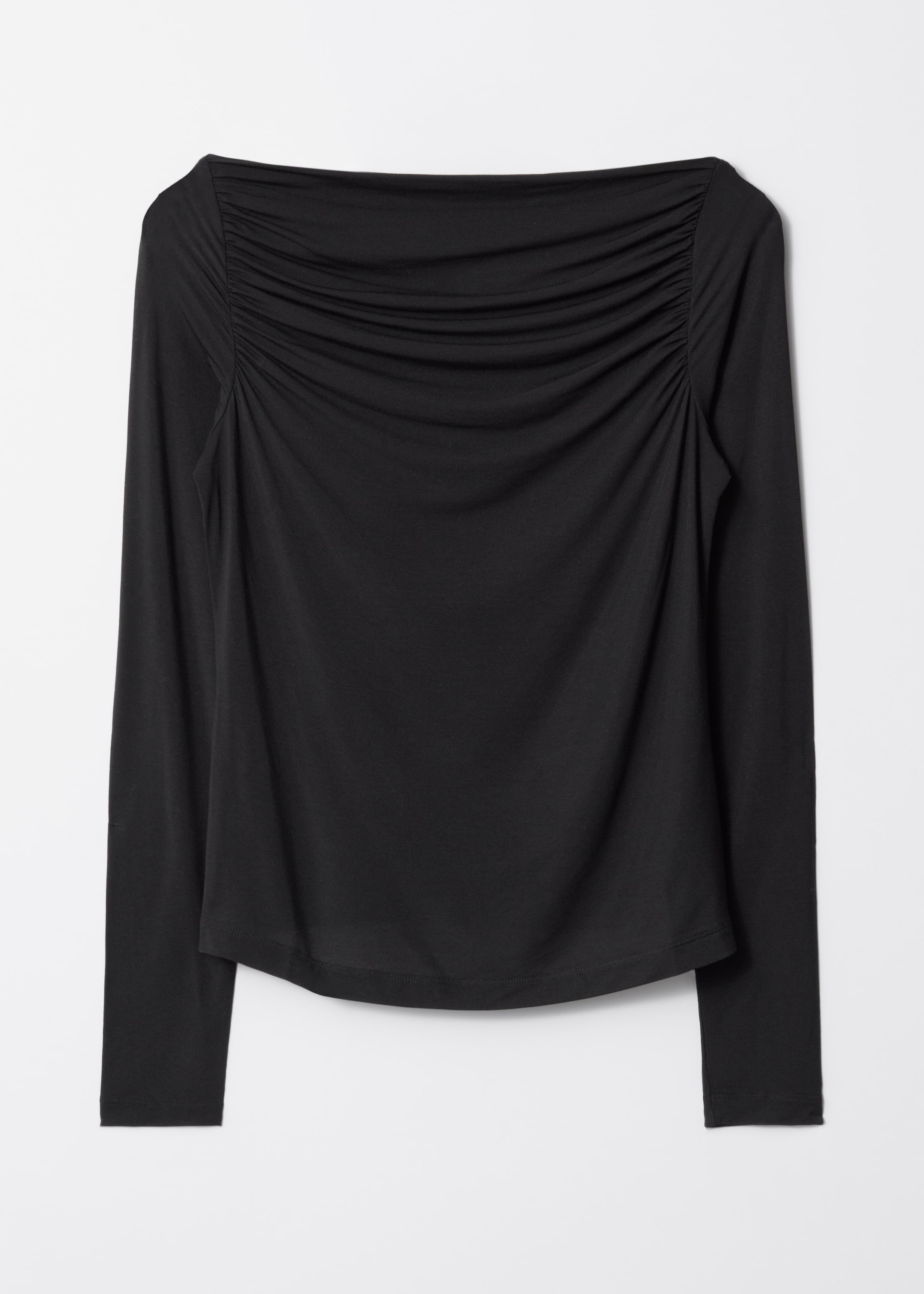 Ver imagen más grande: Top drapeado con cuello barco - Negro - MUJER | H&M ES 1