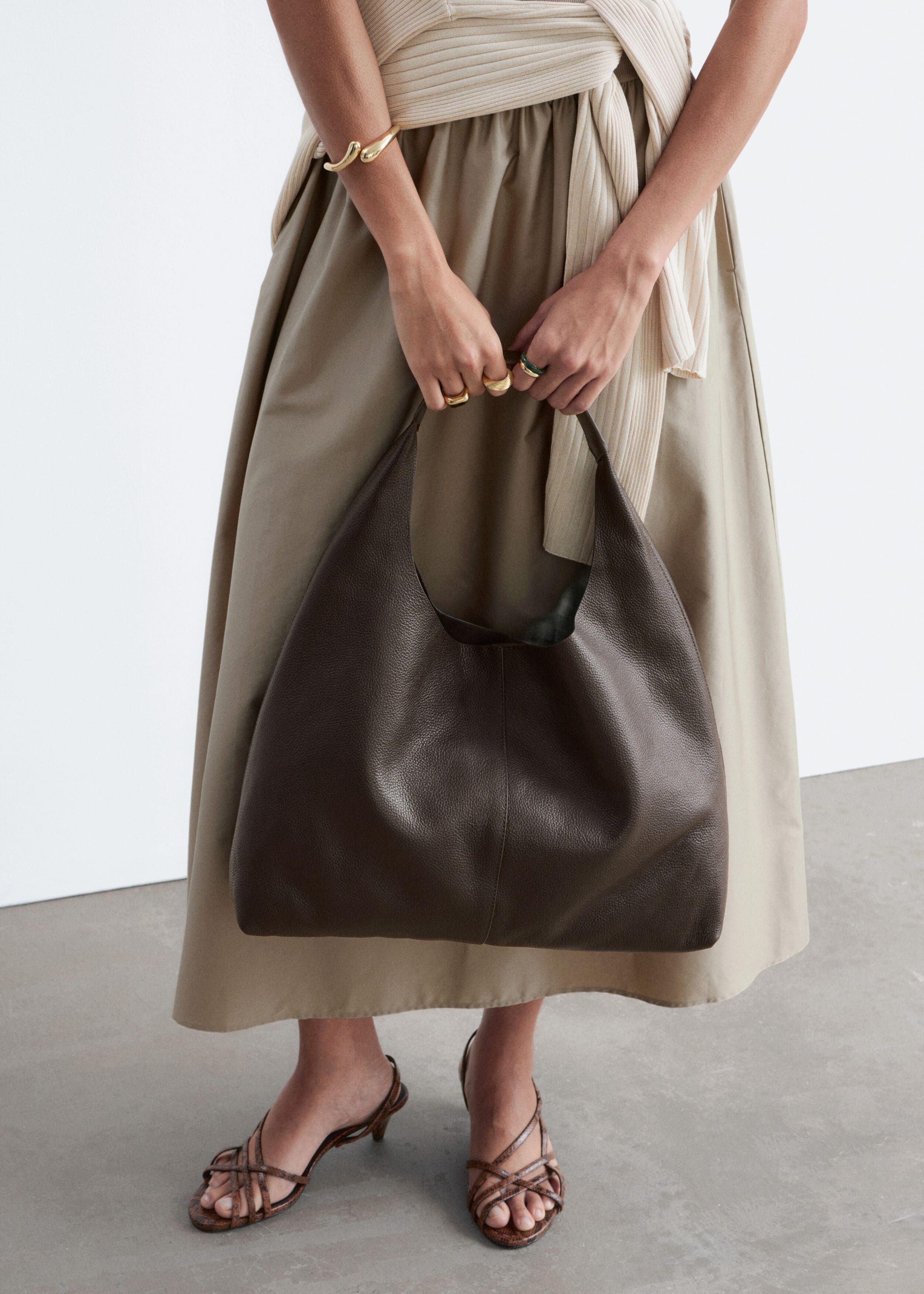 Large Leather Tote Bag - Dark Brown - Still Life