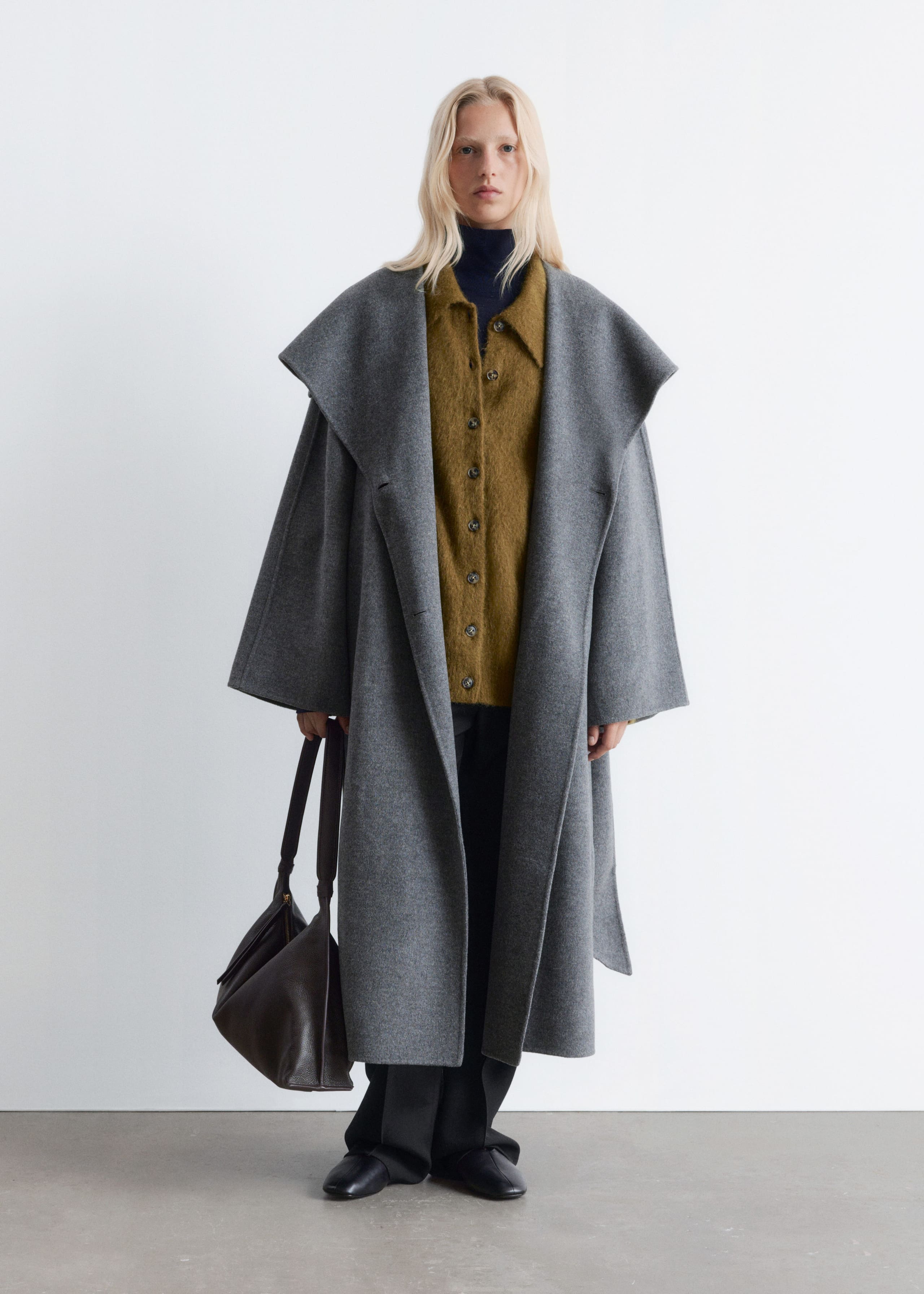 Image of Shawl-Collar Wool Maxi Coat