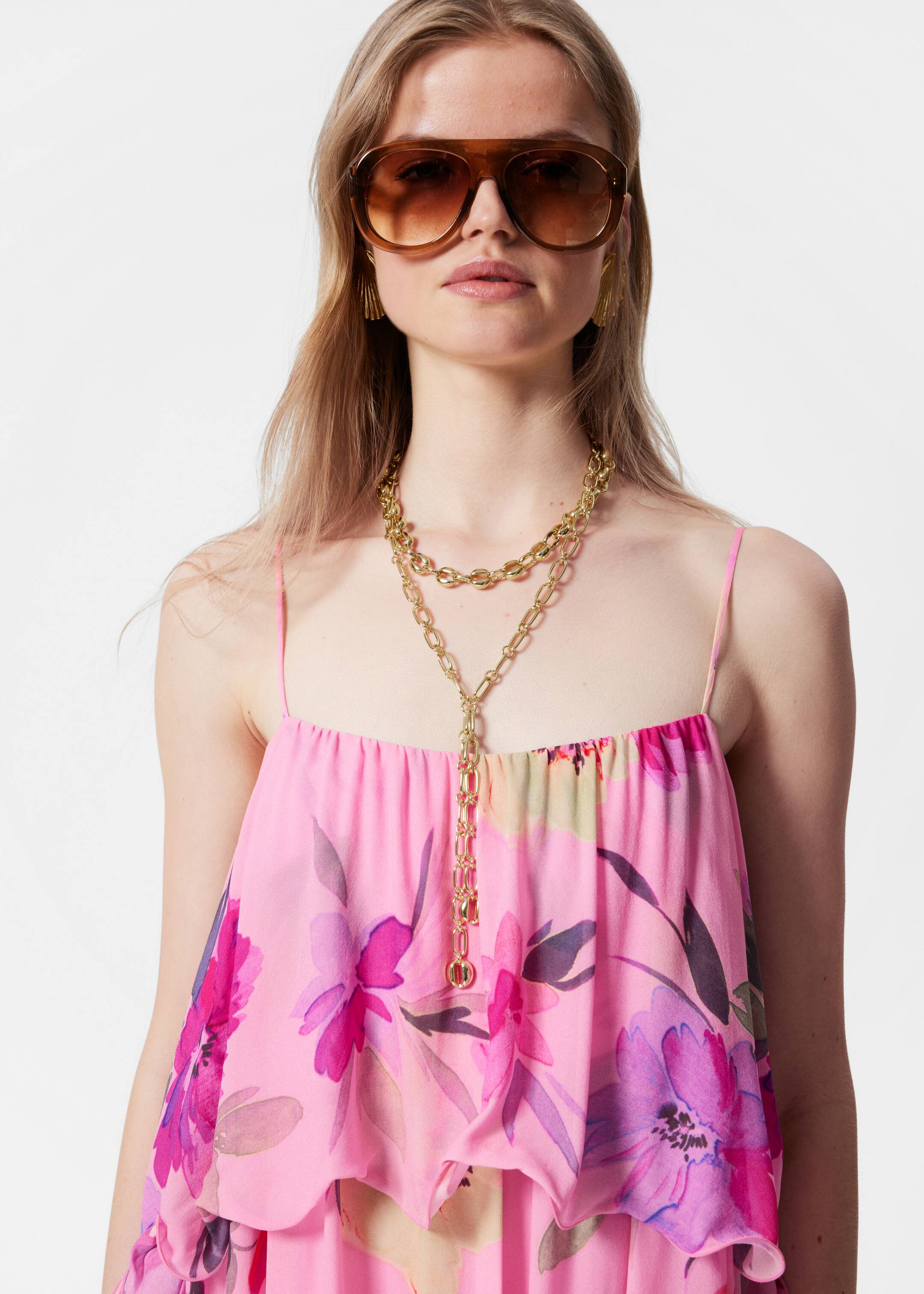 Zobrazit větší obrázek: Mini šaty s volánky - Růžový květinový vzor - ŽENY | H&M CZ 2