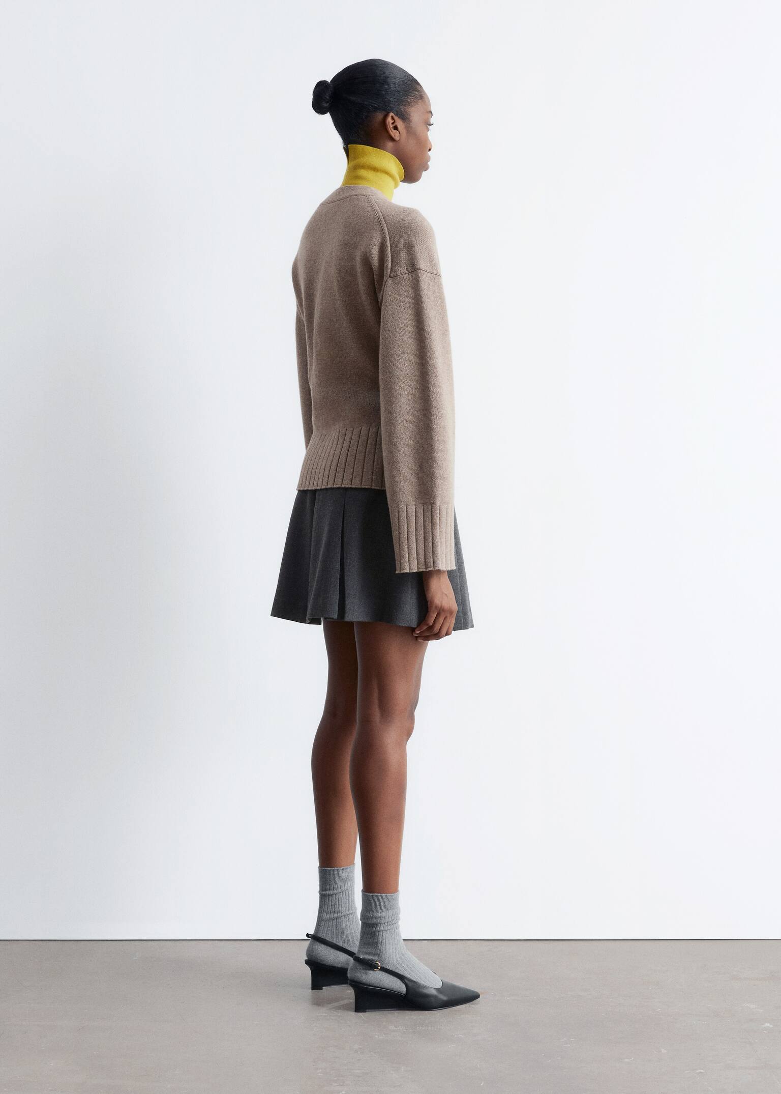 Cardigan cintré en maille - Taupe/Marron foncé - 6