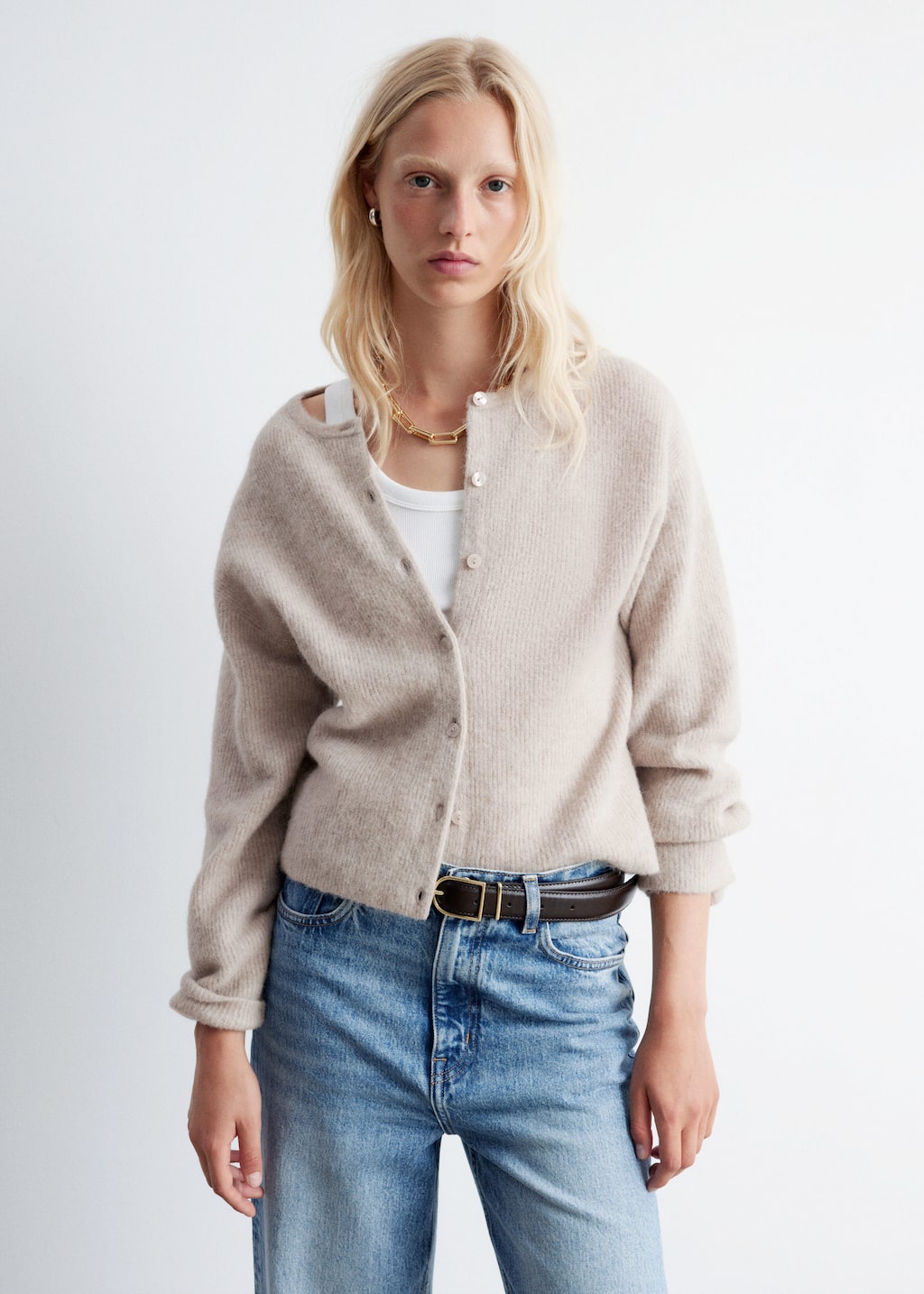 Alpaca-Blend Knitted Cardigan - Grey - Lookbook