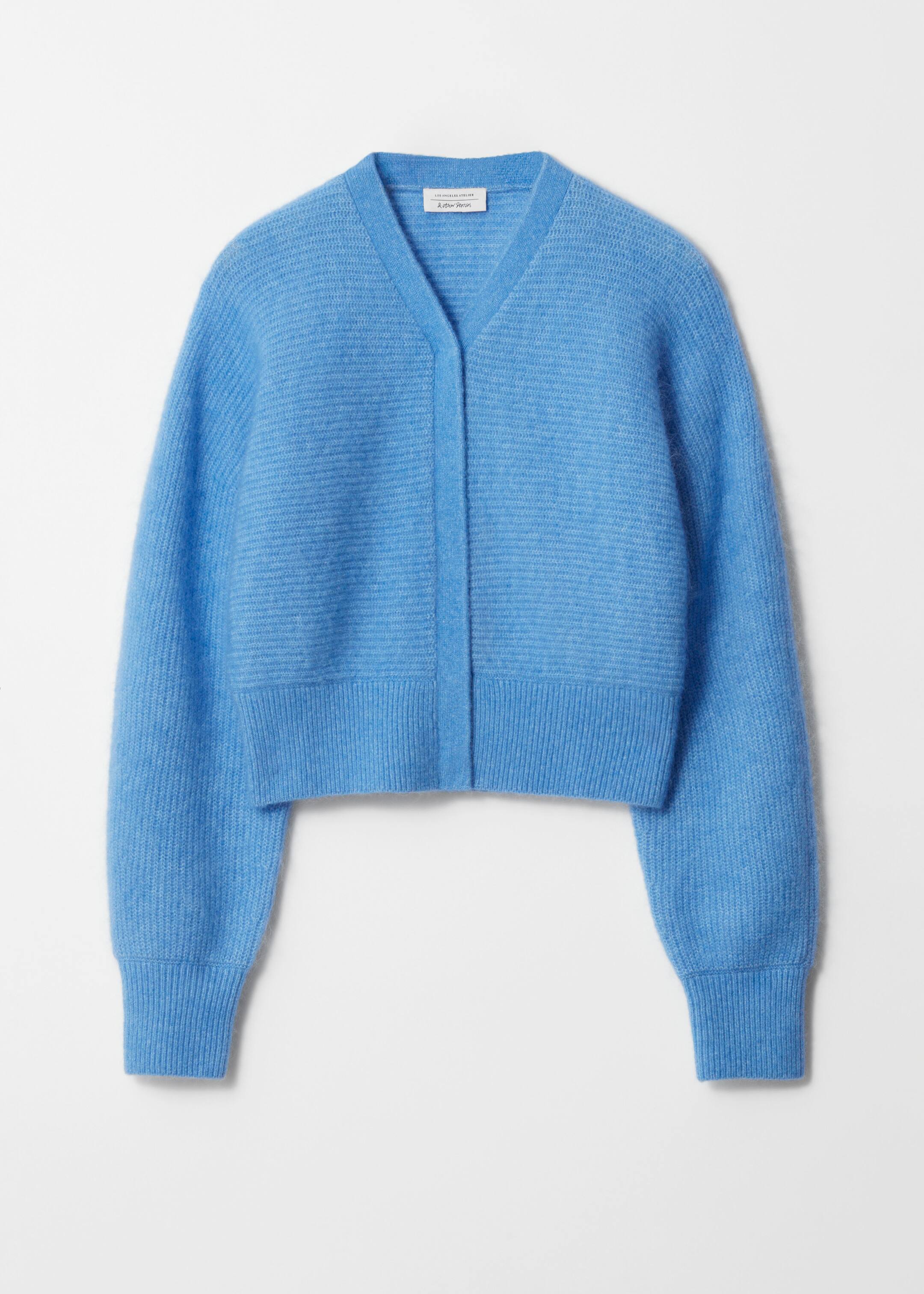 View larger image: Mohair-Blend Rib-Knit Cardigan - Blue - Ladies | H&M GB 1