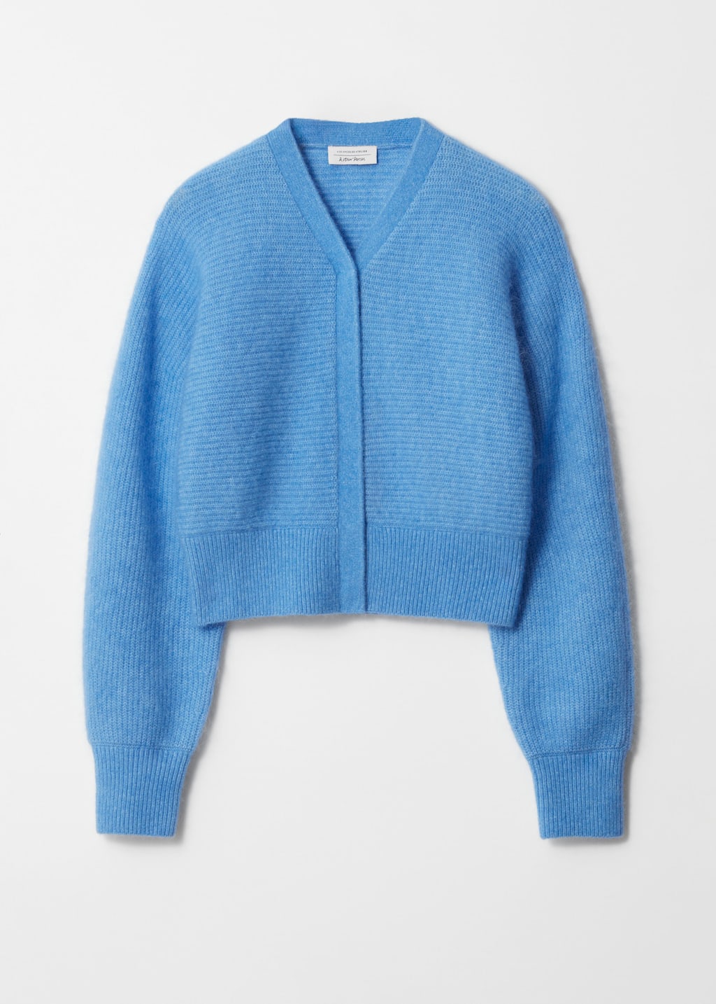 Mohair-Blend Rib-Knit Cardigan - Blue - Still Life