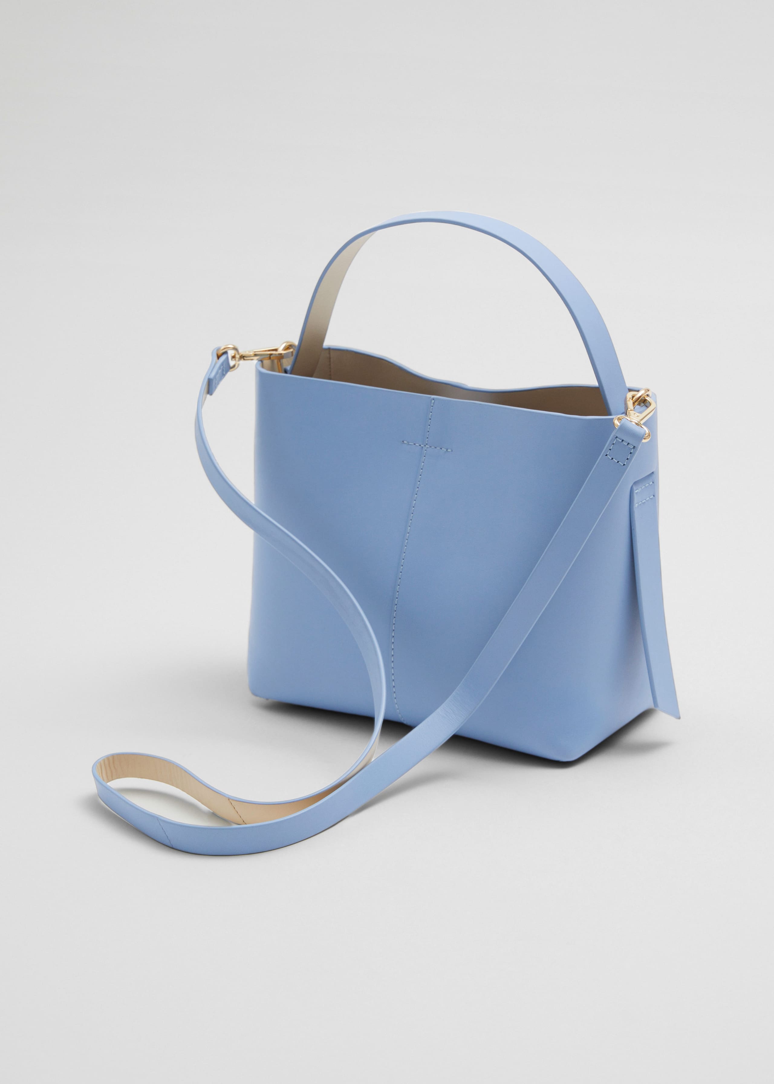 DoubleStrapLeatherBucketBag - Pastel blue - Natura morta