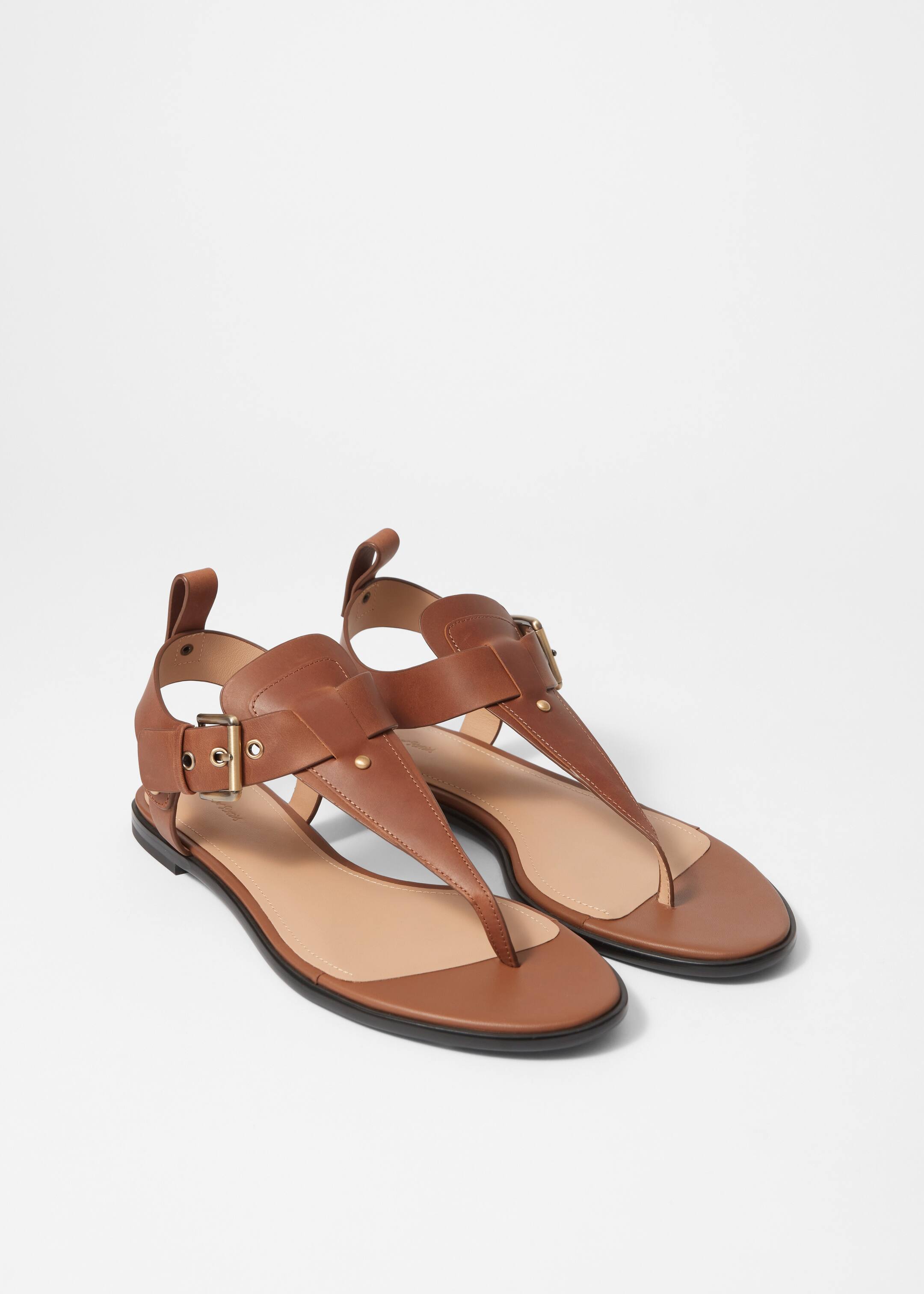 Zobrazit větší obrázek: Kožené sandály s páskem kolem kotníku - Hnědá - ŽENY | H&M CZ 4