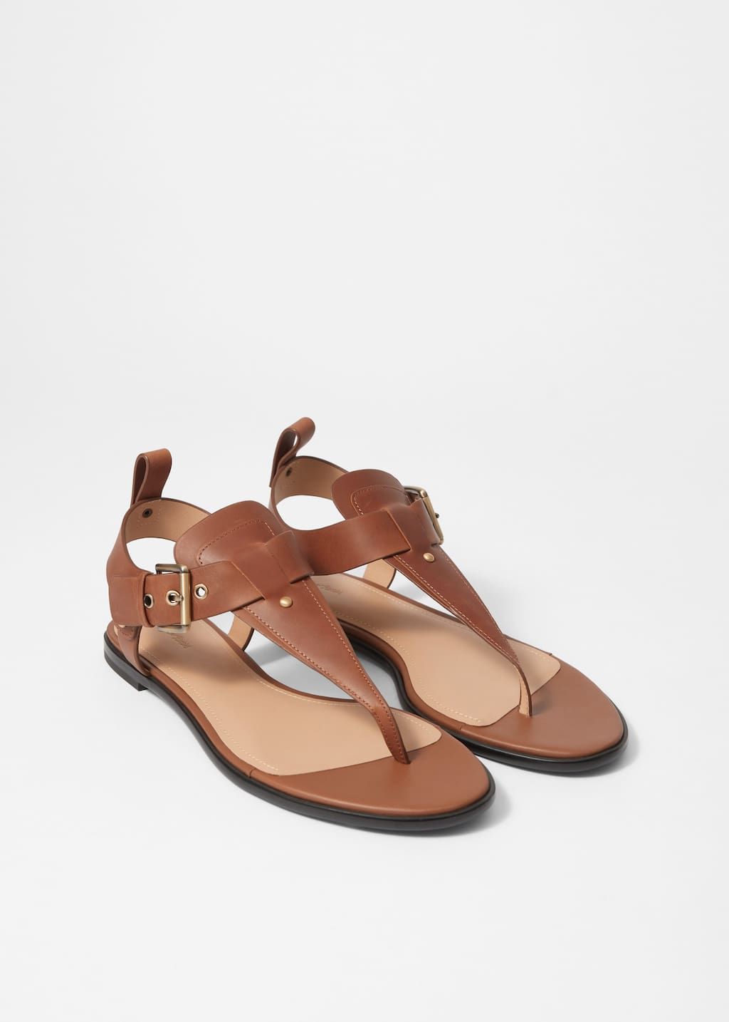 Sandalias de piel con tiras en el tobillo - Marrón - Bodegón