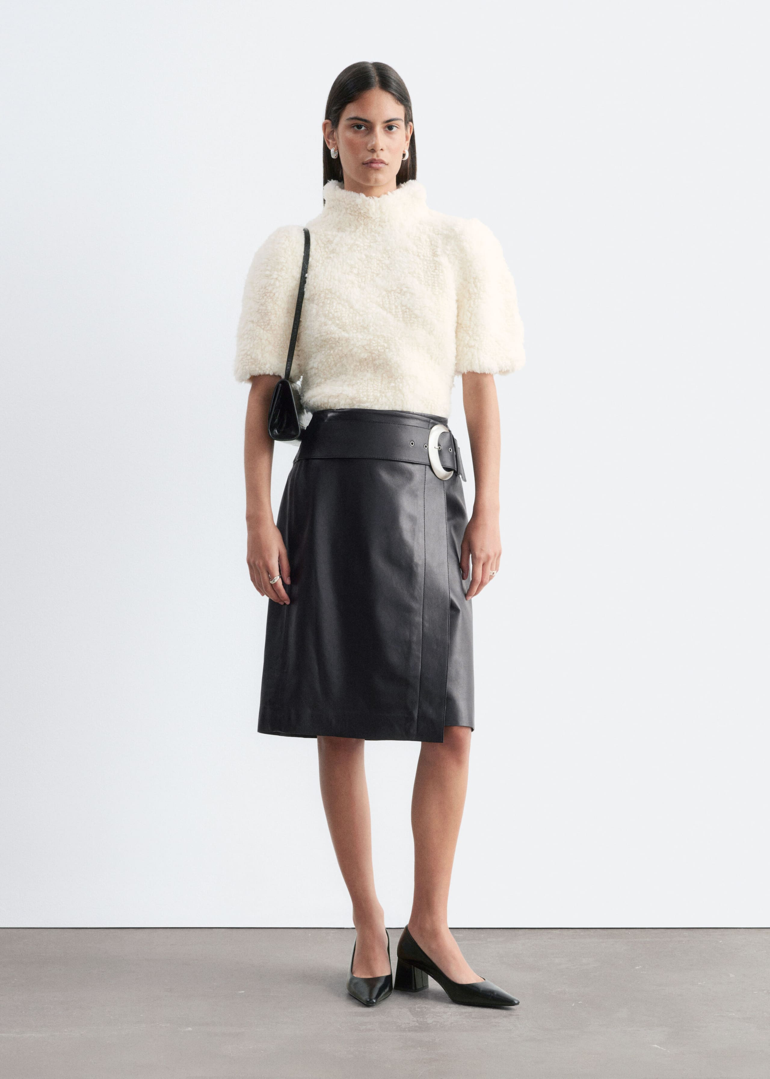Belted Leather Skirt - Black - Lookbook