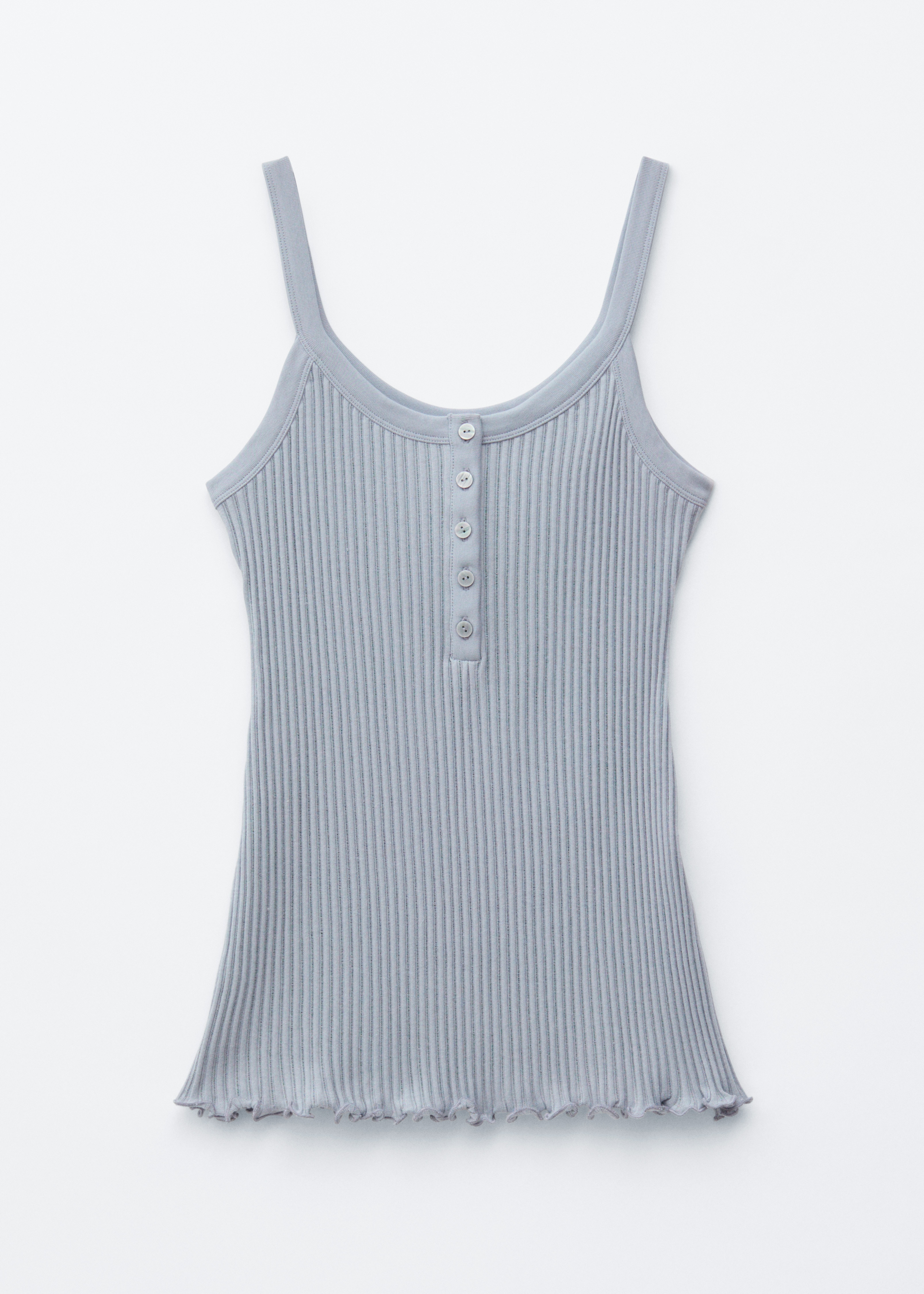 Tanktop mit Wellenkante - Hellgrau/Buttergelb