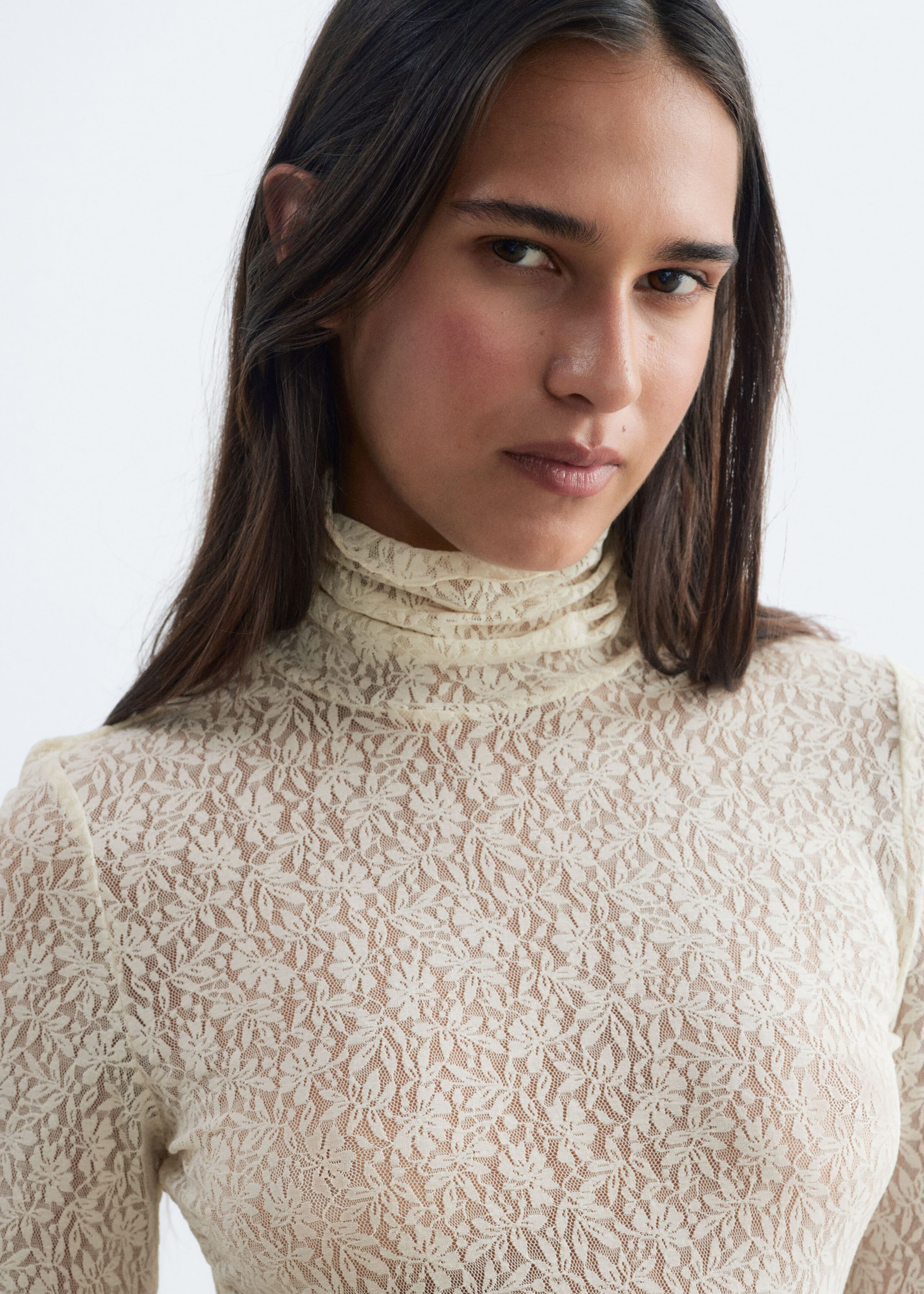 Lace Turtleneck Top - Lilac - Lookbook