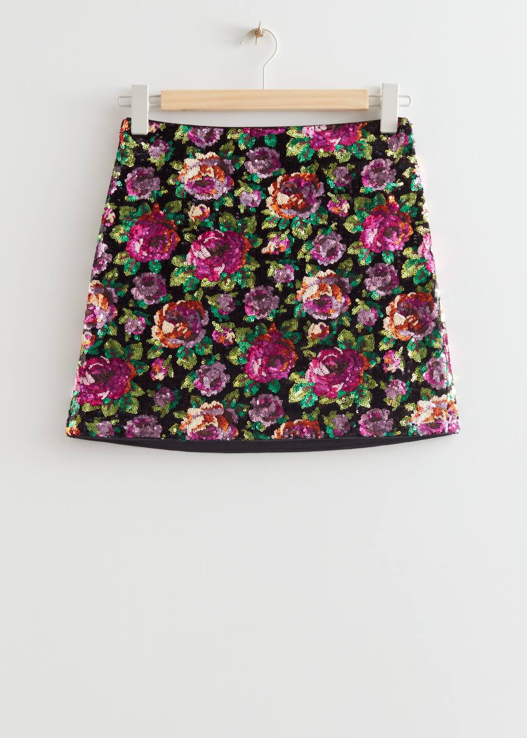 Minirock mit floralem Paillettenmuster - Blumenmuster - Stillleben