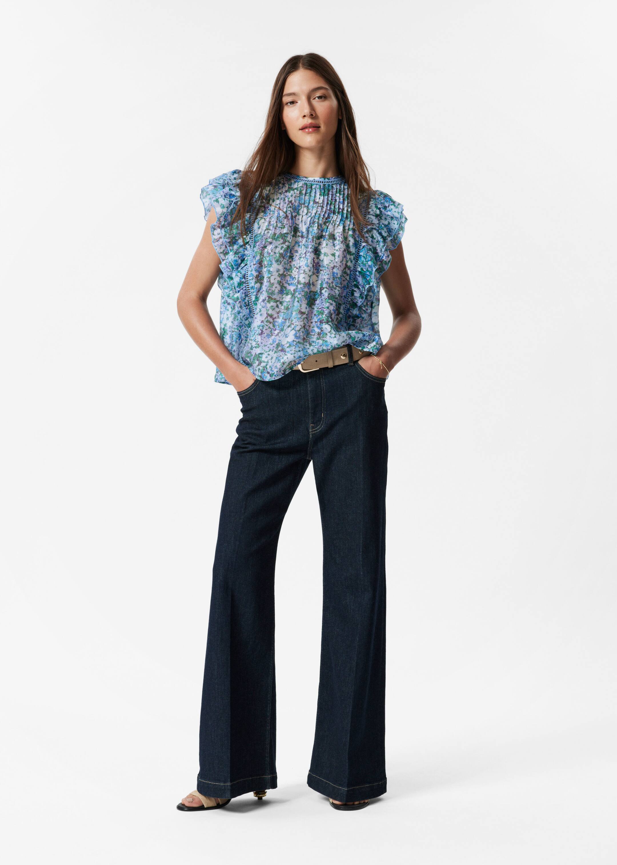 Visa större bild: Volangtopp - Blå/blommig - DAM | H&M SE 3