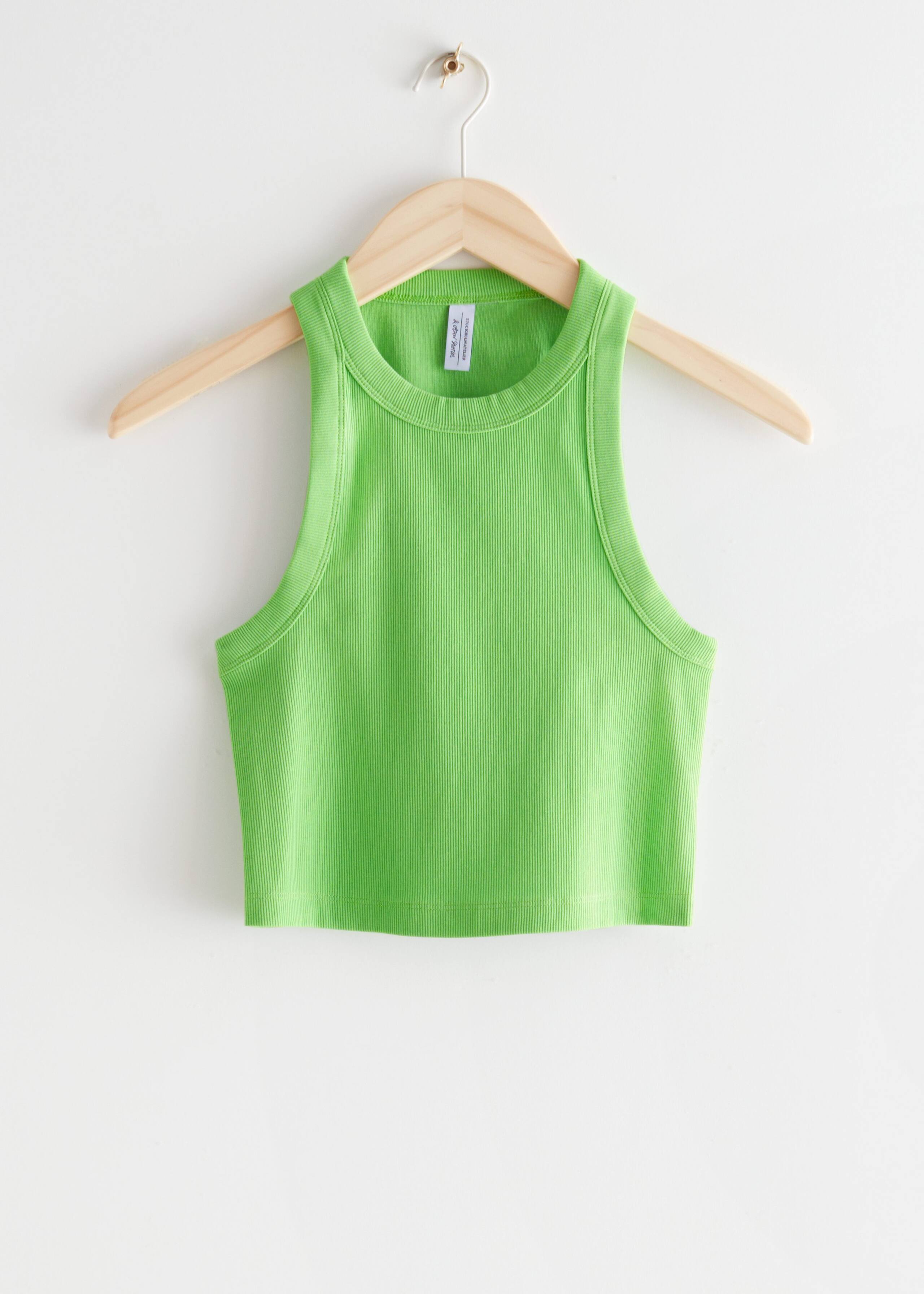 Cropped Tank Top - White/Brown - Still Life