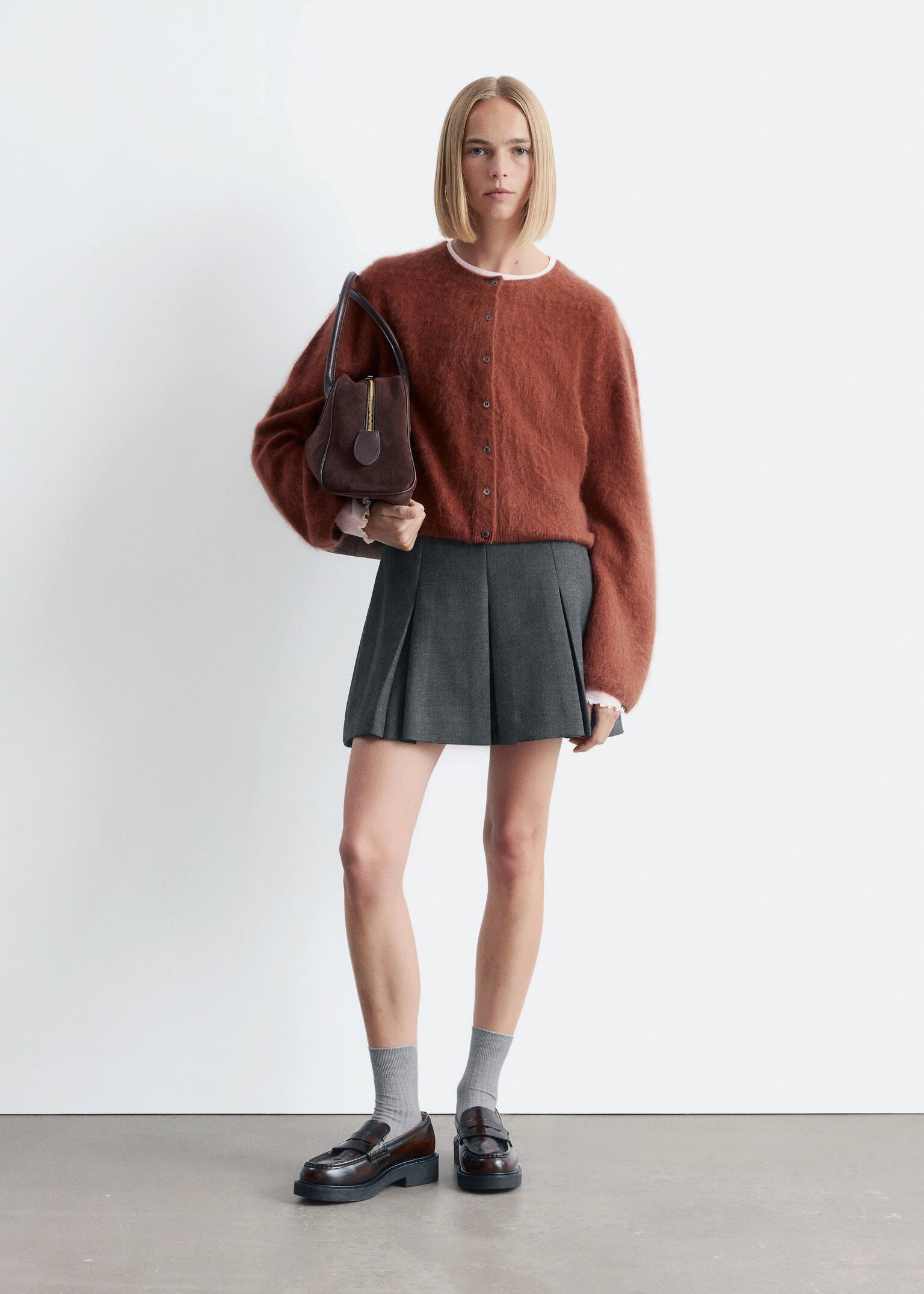 Strickjacke aus Kaschmir - Kupferbraun/Schwarz - 6