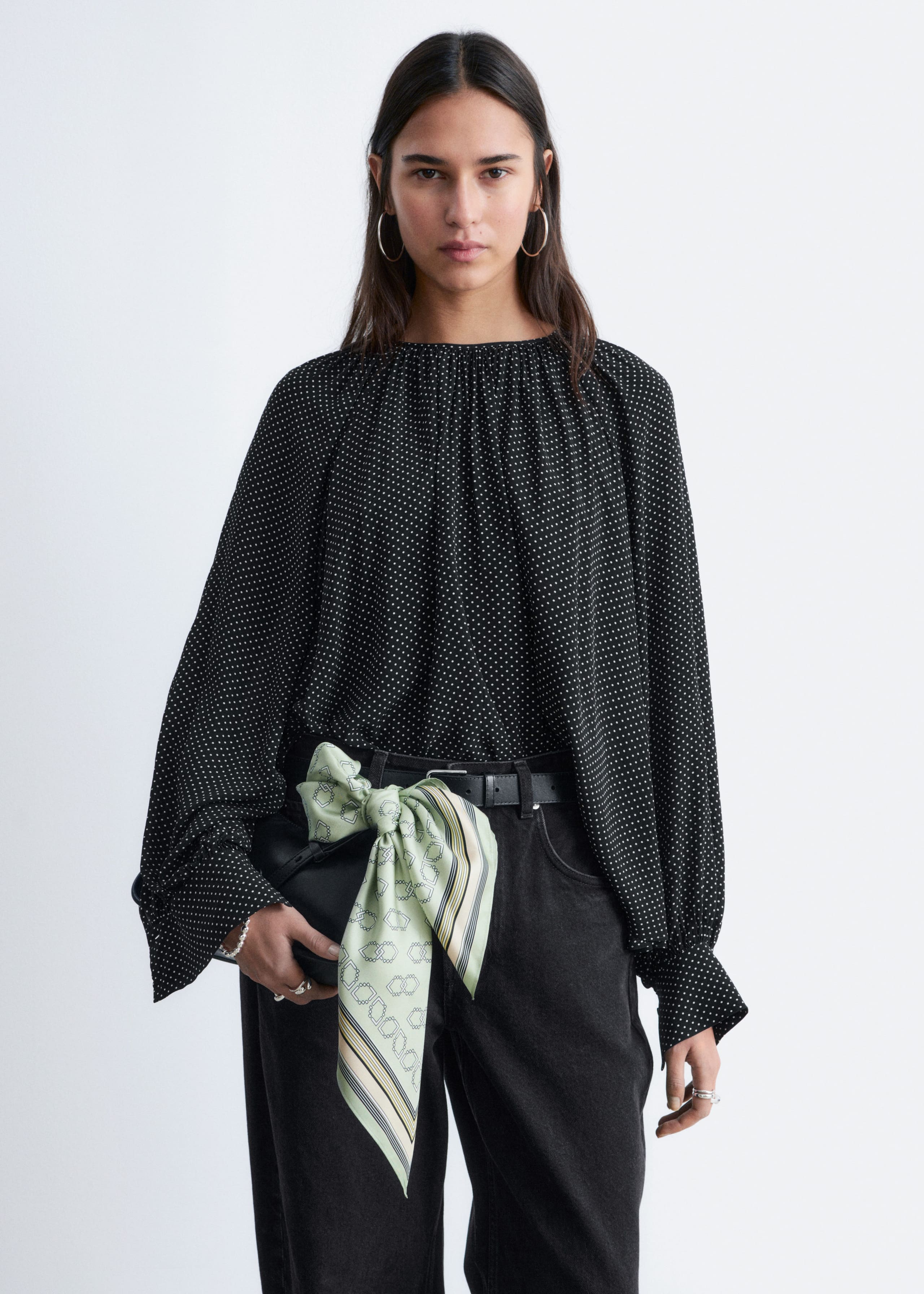 Image of Balloon-Sleeve Blouse