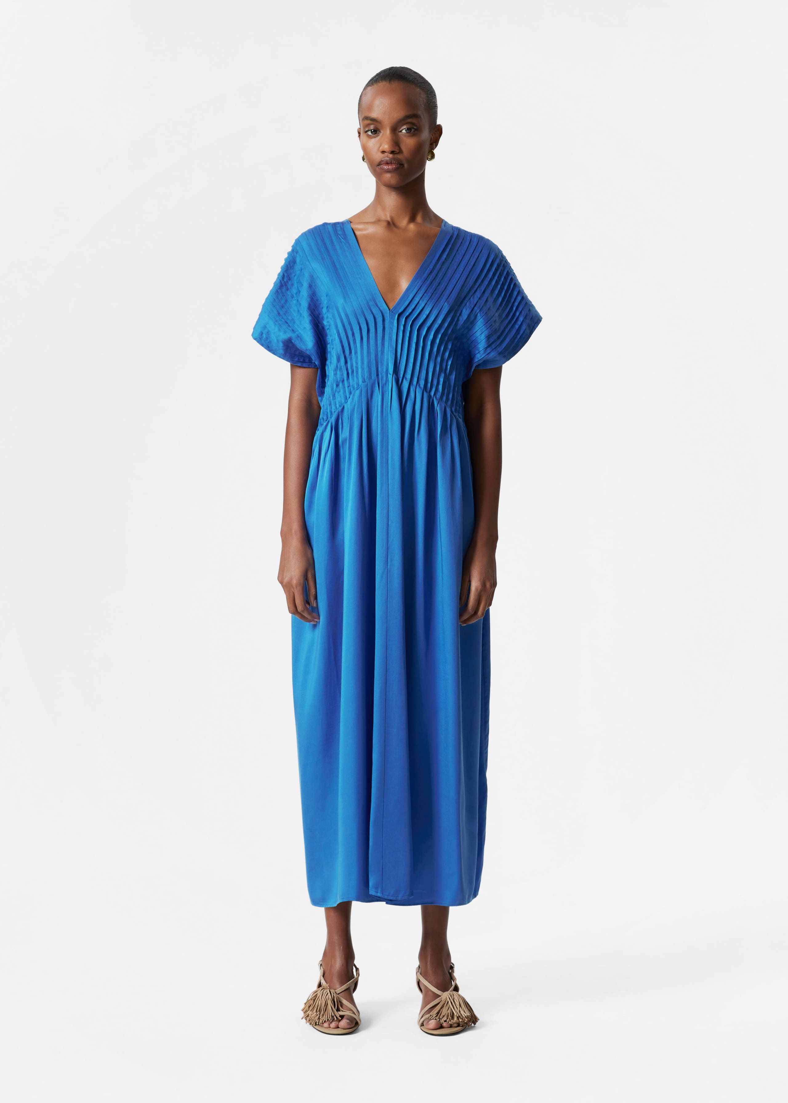 Midikleid mit Falten - Cremefarben - Lookbook