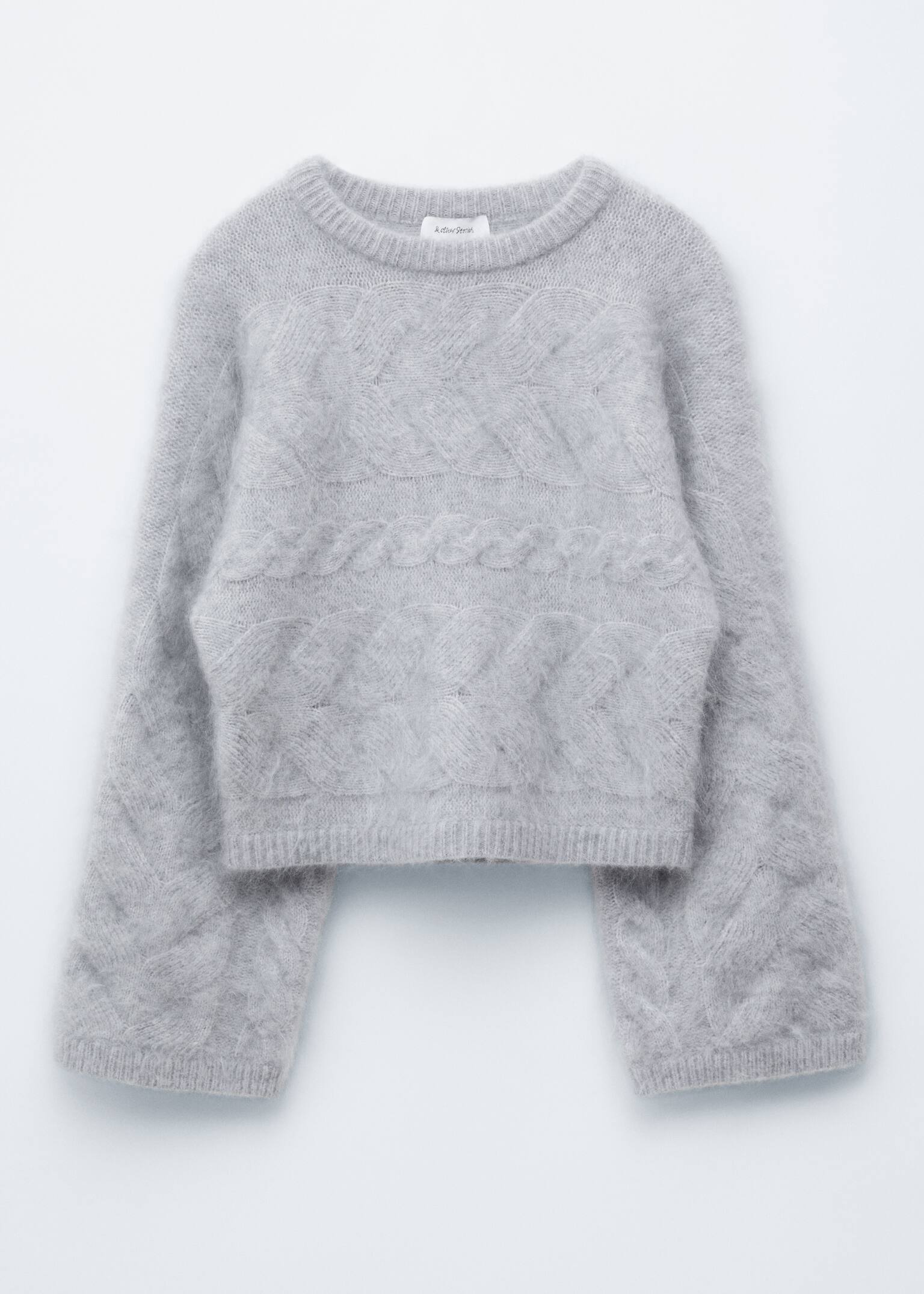 Mohair-Blend Cable-Knit Jumper - Grey/White - 2