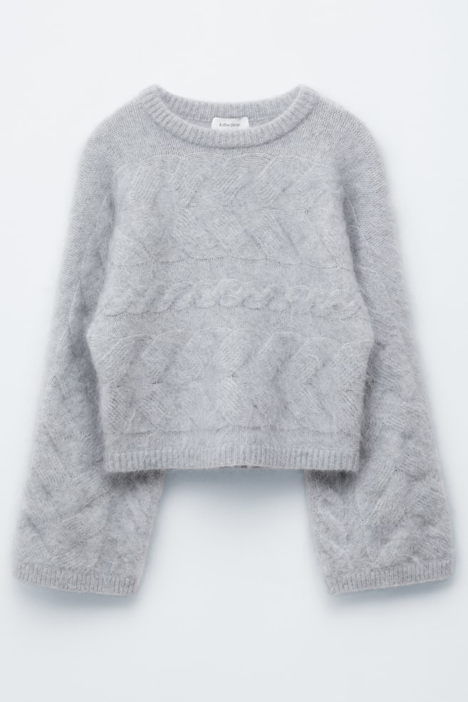 Pulover Tricotat din Amestec de Mohair - Gri - 1
