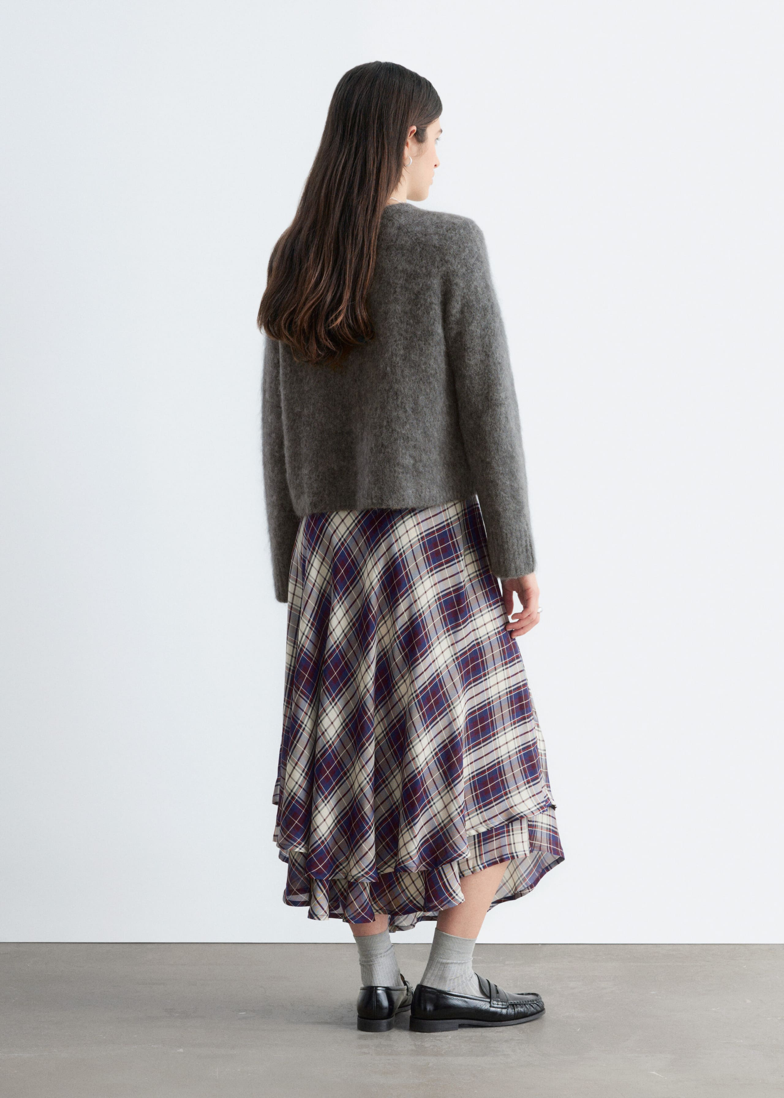 Mohair Blend Cardigan - Dark Grey - Lookbook