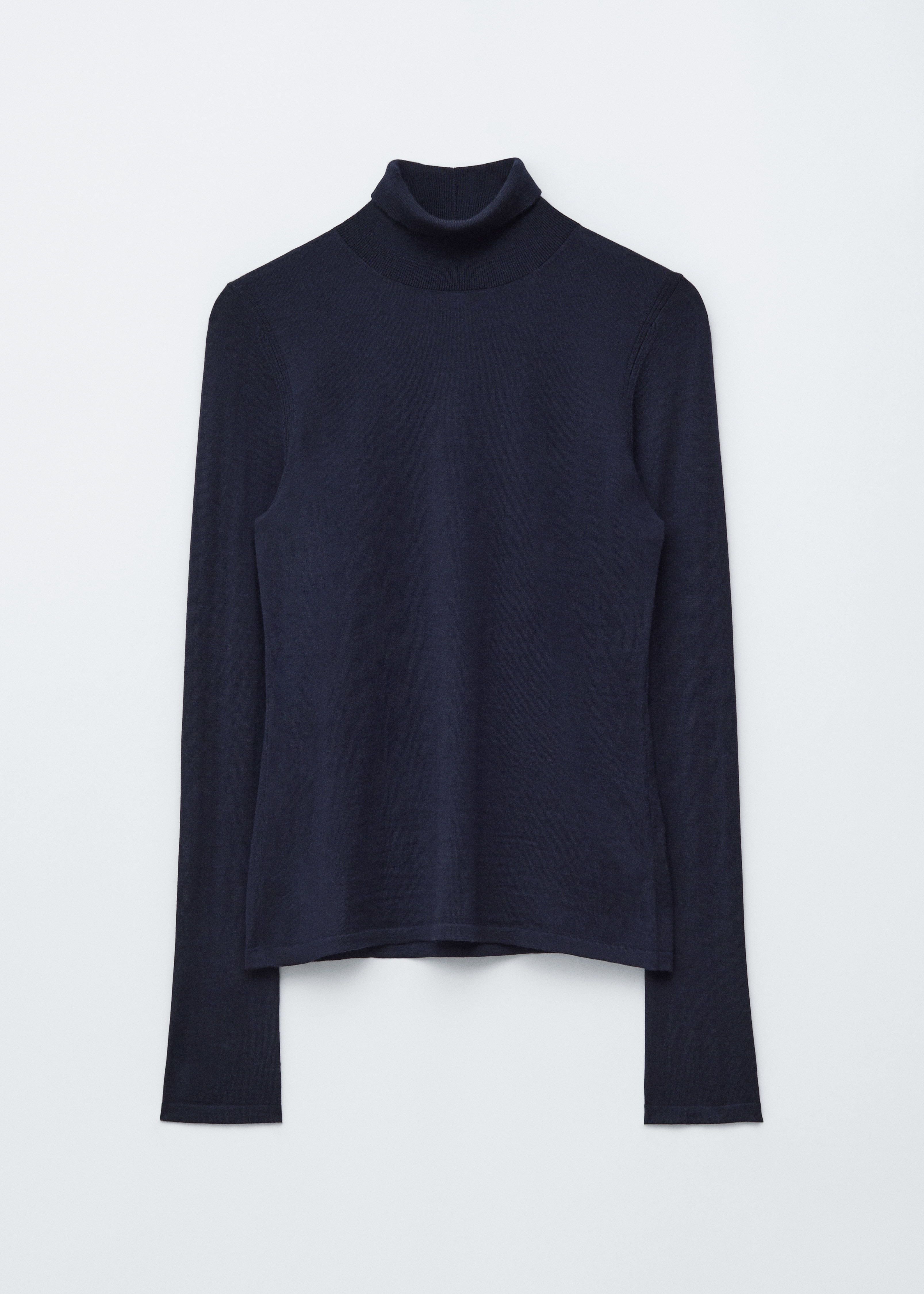 Pull à col roulé en maille fine - Bleu foncé