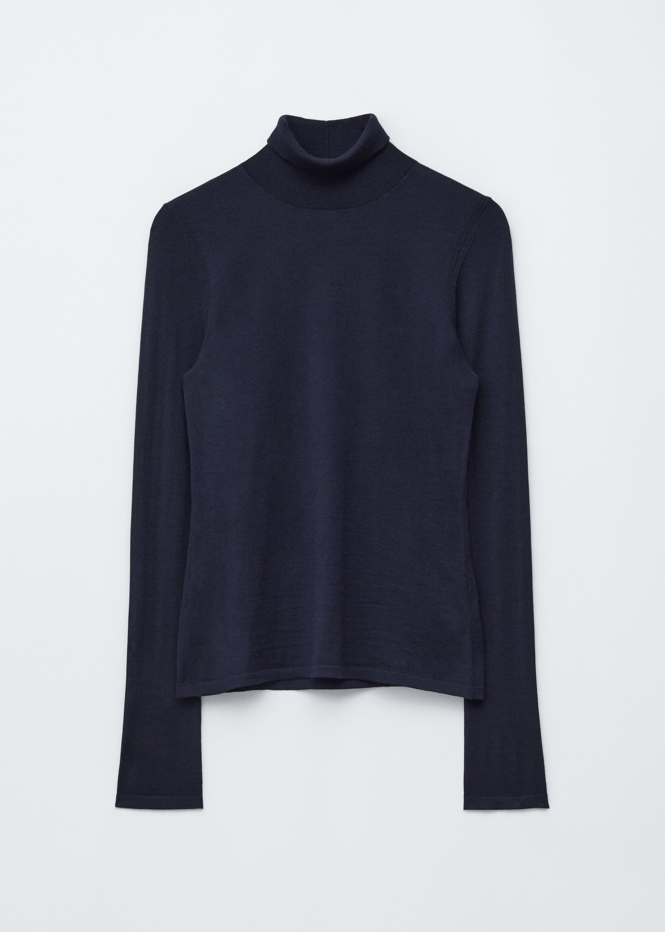 Visa större bild: Finstickad polotröja ull - Mörkblå - DAM | H&M SE 6