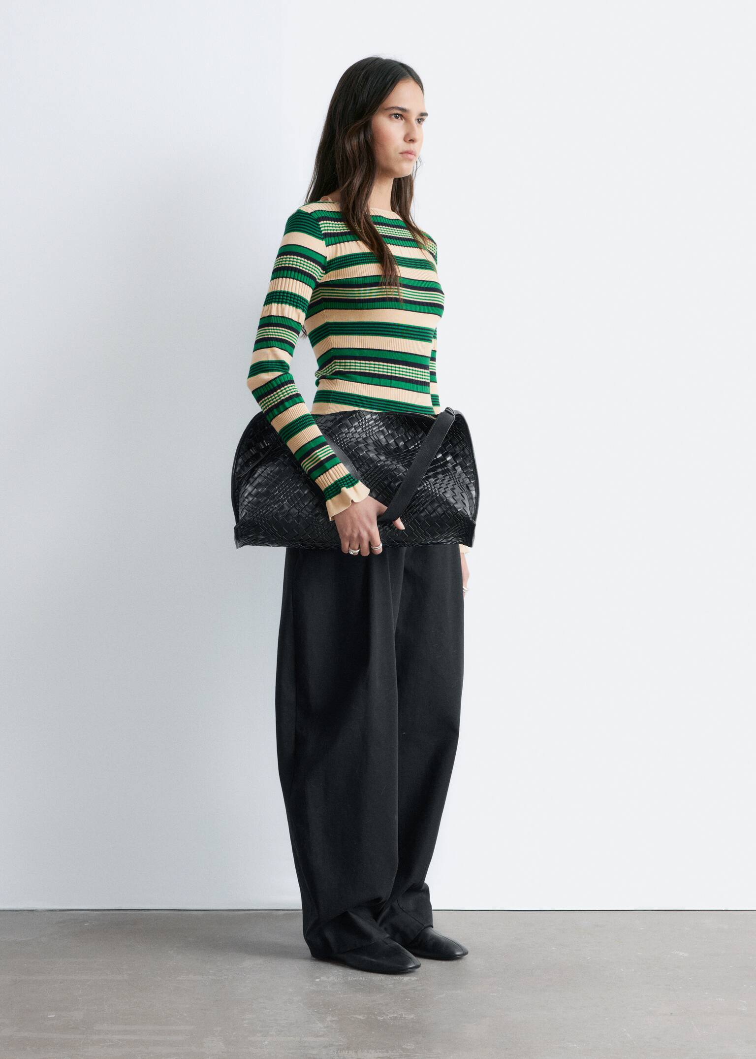 Geripptes Oberteil mit langen Ärmeln - Grün/Beige gestreift/Blau/Schwarz gestreift - 3