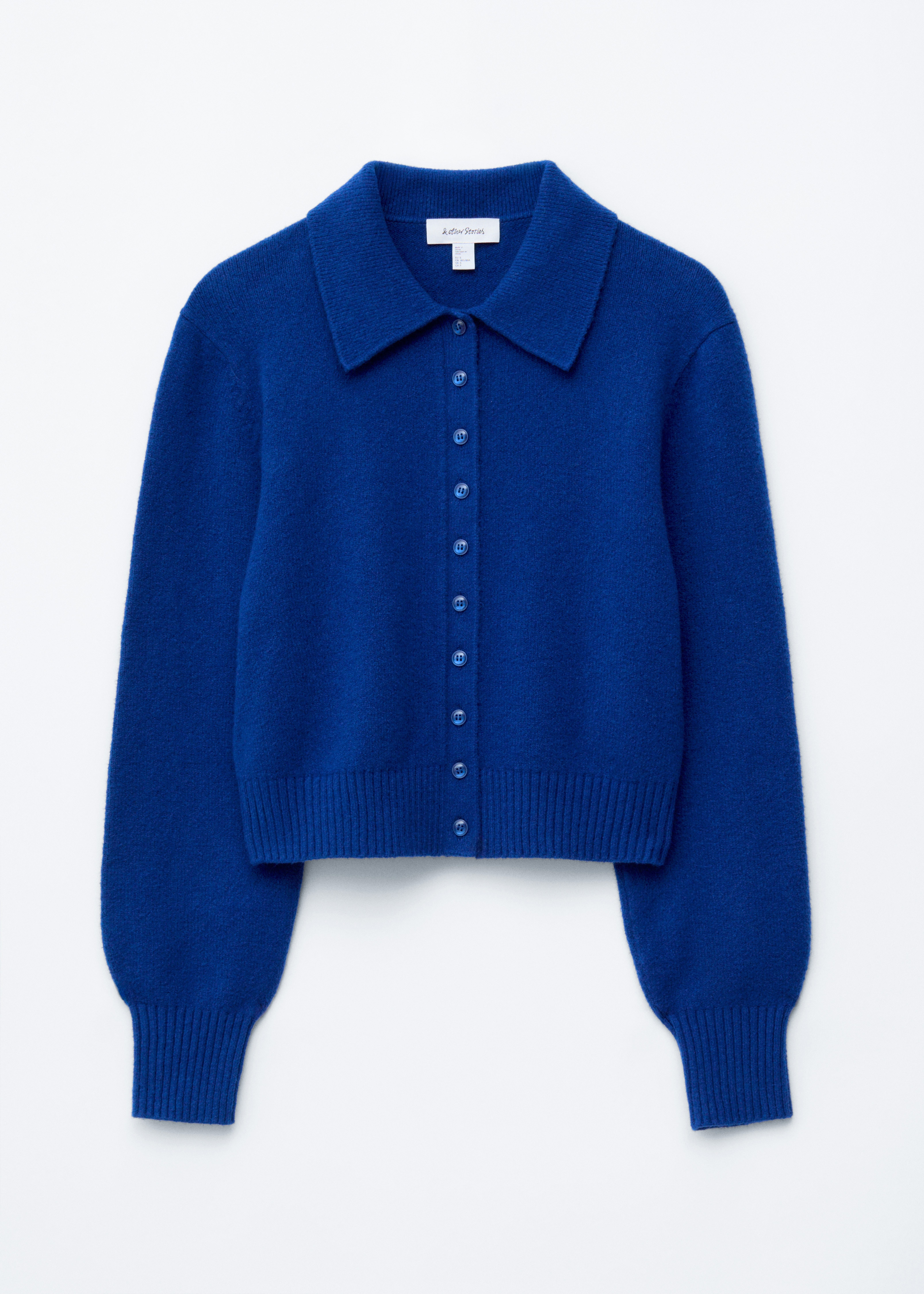 Gebreid vest met kraag - Helderblauw/Wit/Taupe/Zwart