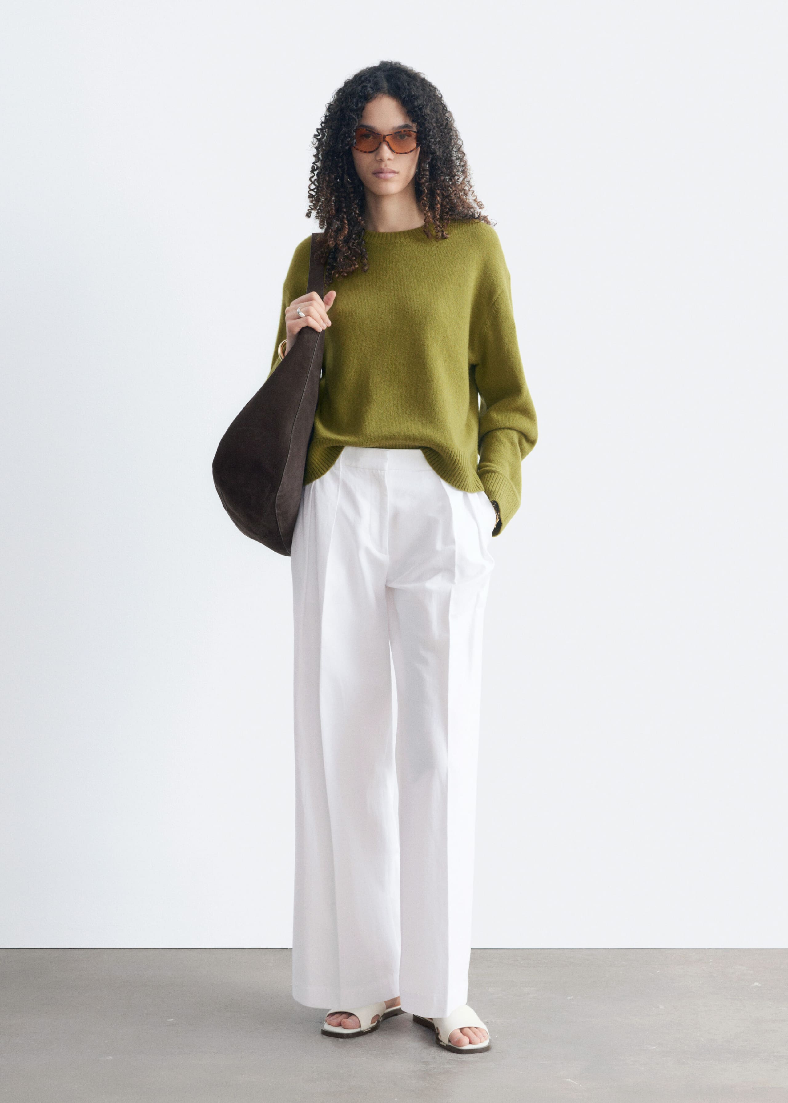 Boxy Knit Jumper - Dark Brown - Lookbook