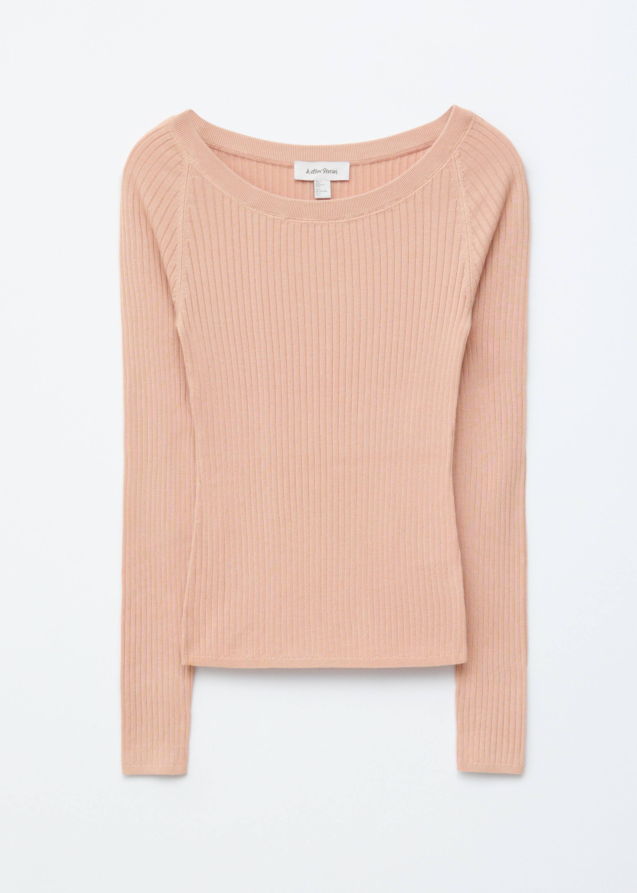 Visualizza immagine più grande: Maglia a coste con scollo a barchetta - Pesca - DONNA | H&M IT 7