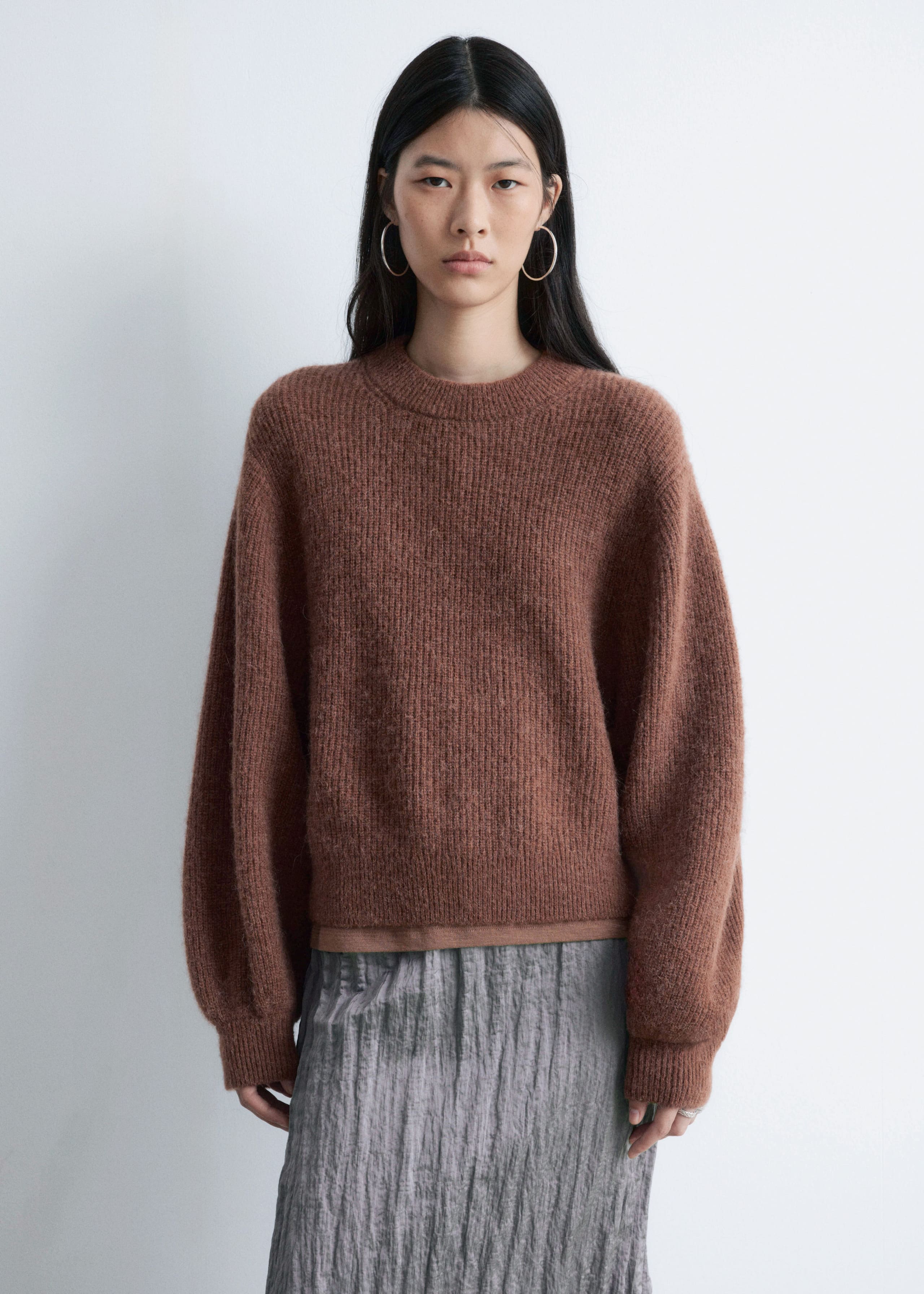 Image of Alpaca-Blend Balloon-Sleeve Jumper